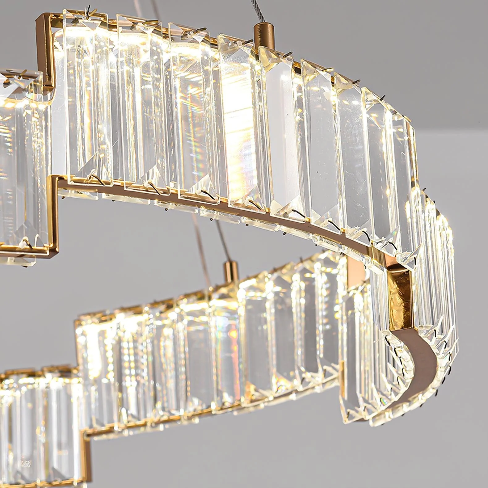 Lustra Chandelier Crystal with Gold Frame - Image 14
