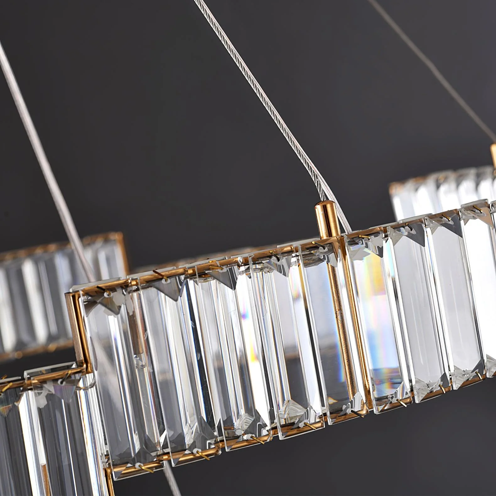 Lustra Chandelier Crystal with Gold Frame - Image 15