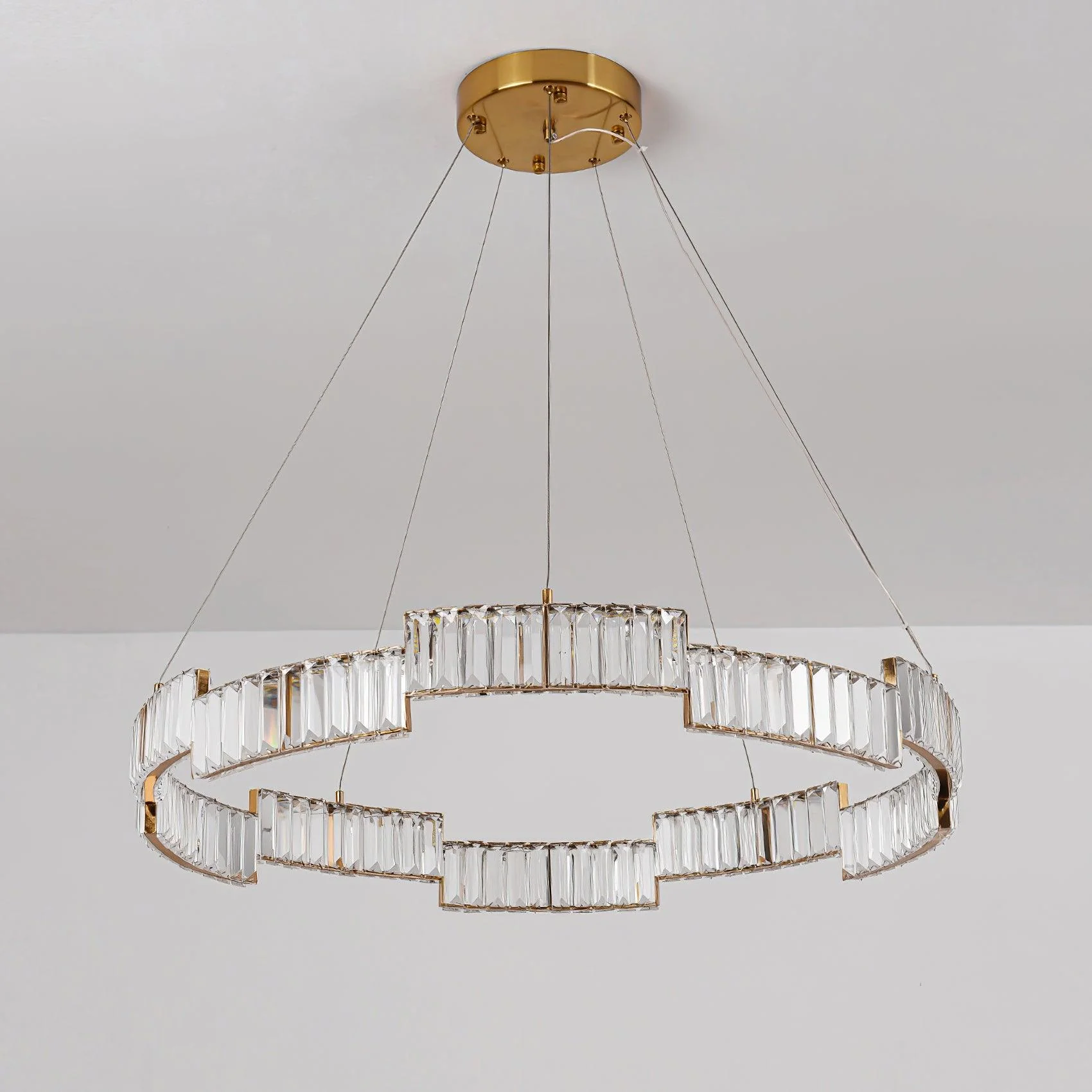 Lustra Chandelier Crystal with Gold Frame - Image 2