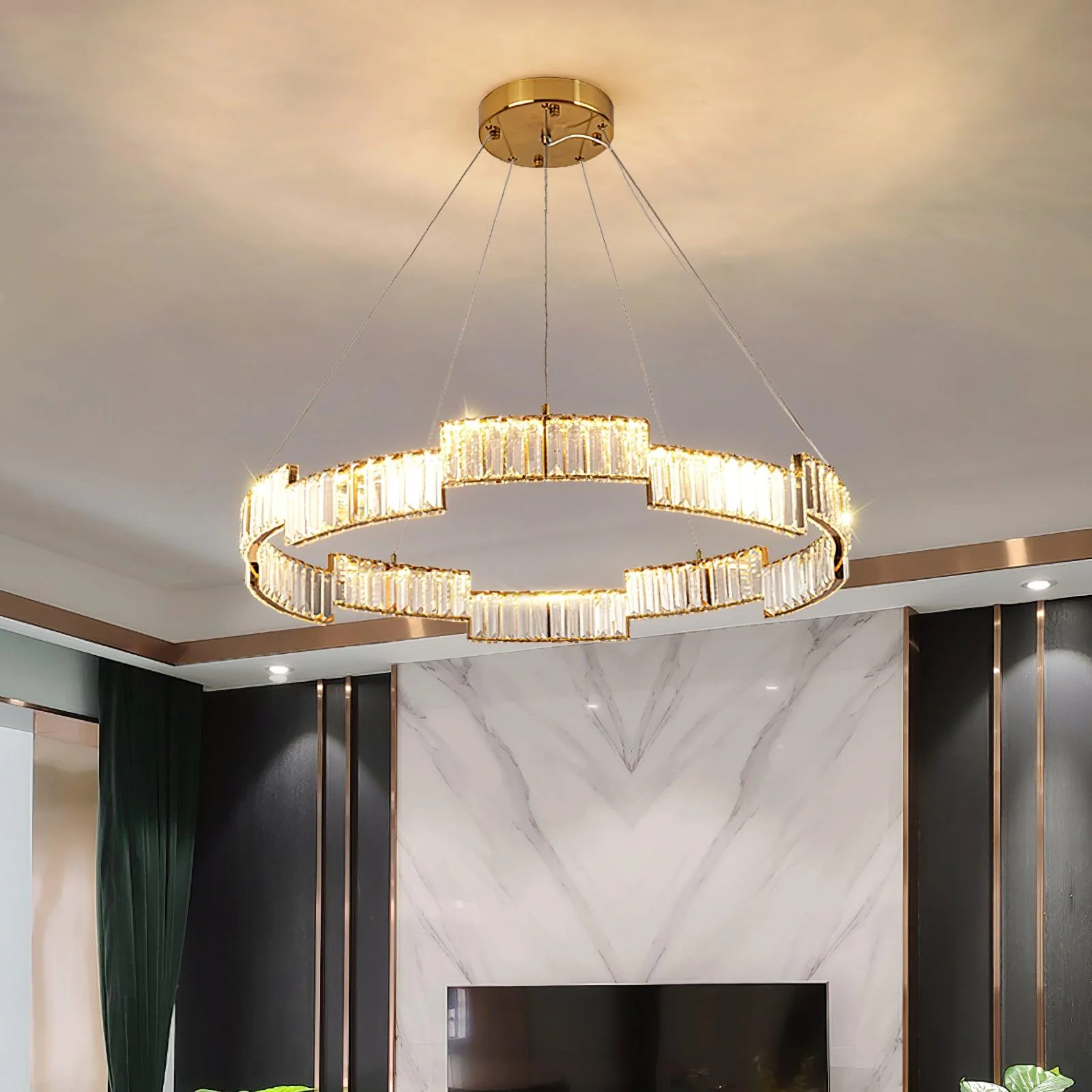 Lustra Chandelier Crystal with Gold Frame - Image 3