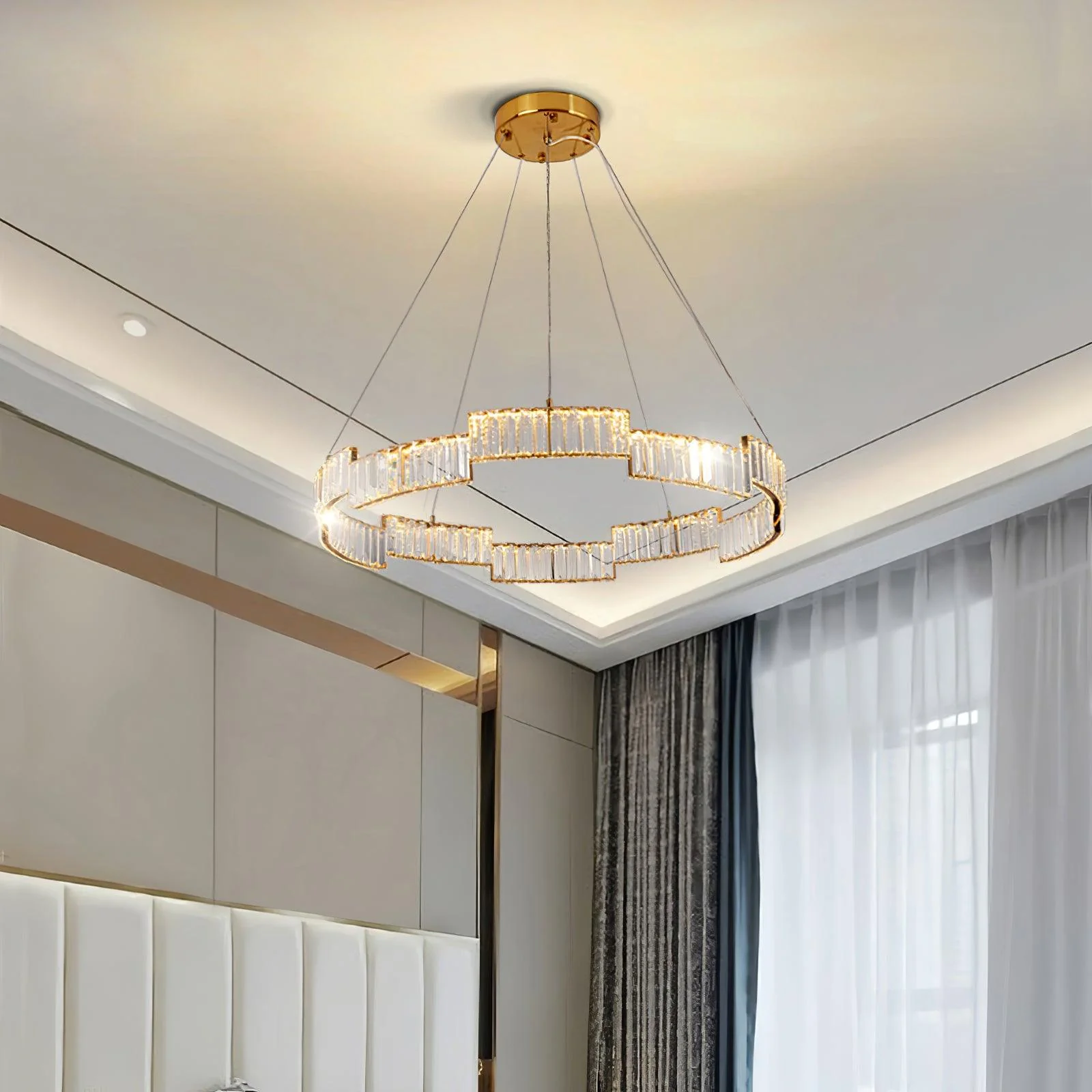 Lustra Chandelier Crystal with Gold Frame - Image 4