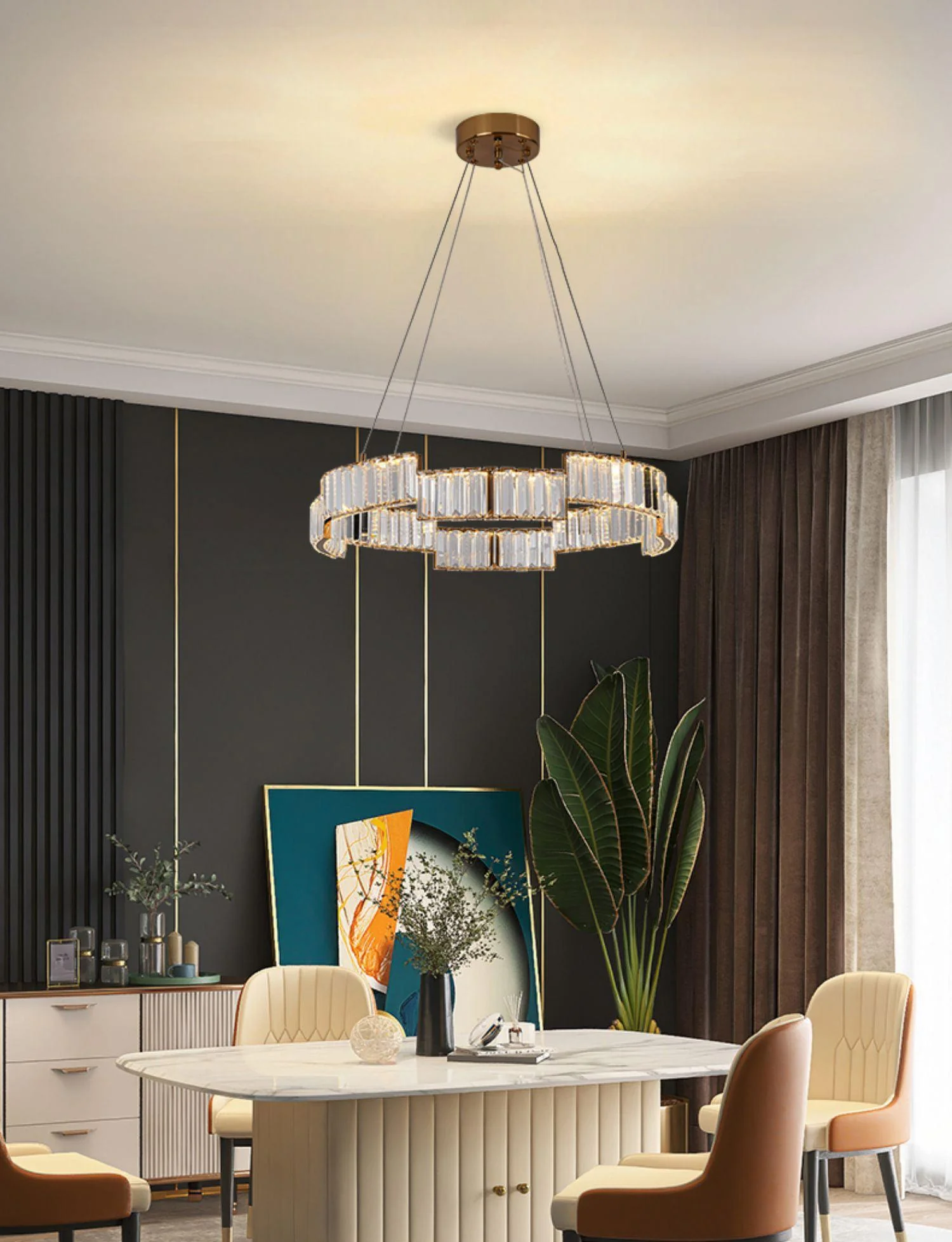 Lustra Chandelier Crystal with Gold Frame - Image 7