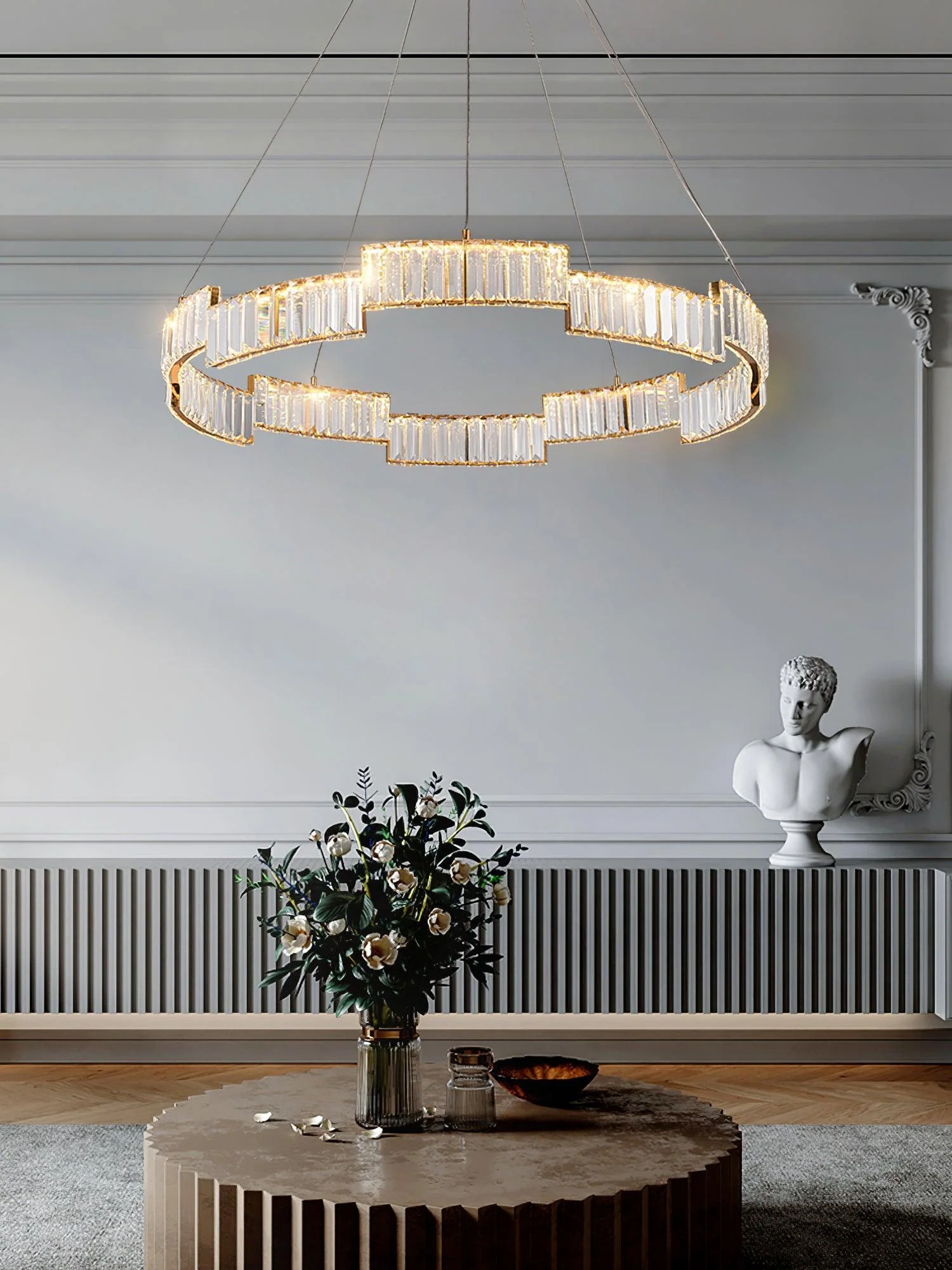 Lustra Chandelier Crystal with Gold Frame - Image 9