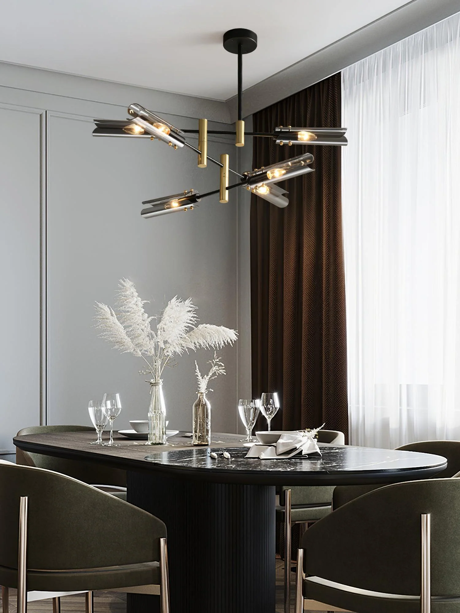 Lustra Chandelier Double 6-Light Modern - Image 12