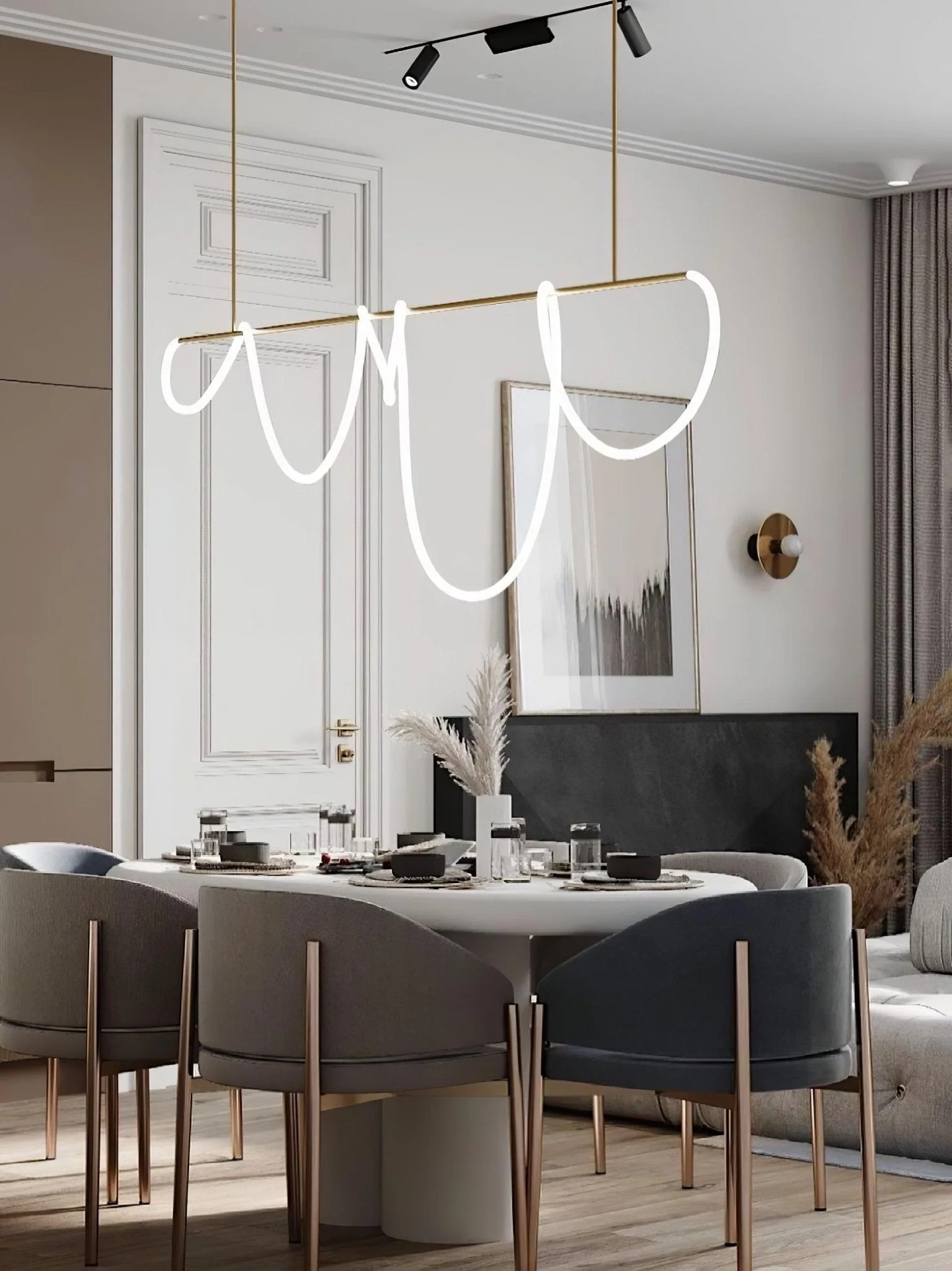Lustra Chandelier Flexible Silicone Curve Modern Elegant - Image 11
