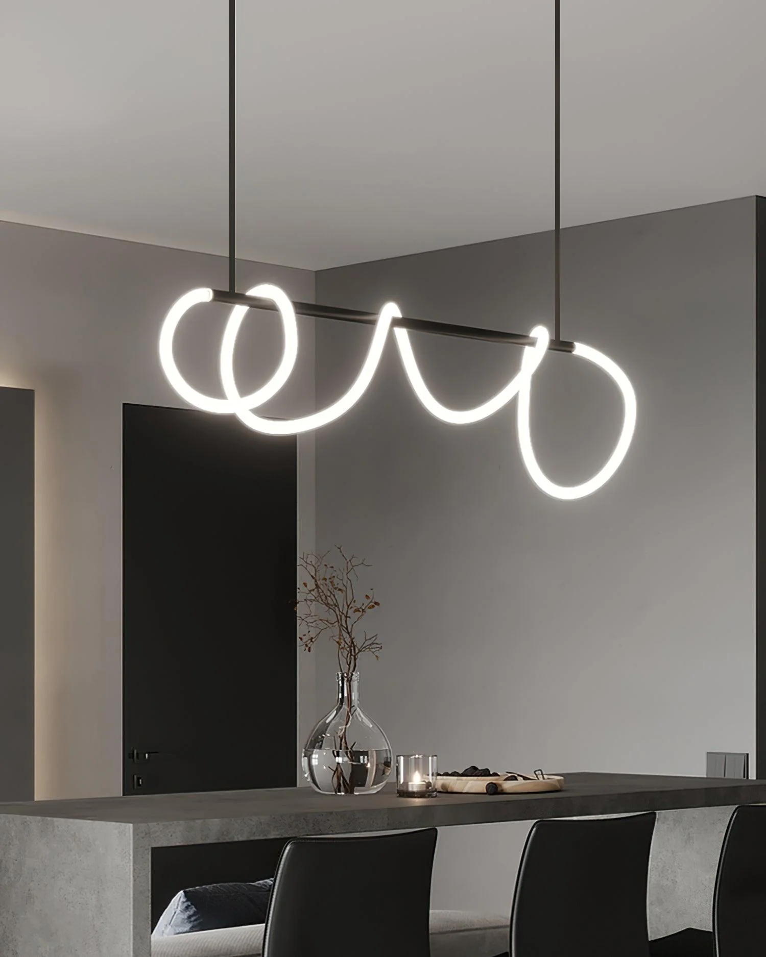 Lustra Chandelier Flexible Silicone Curve Modern Elegant - Image 2