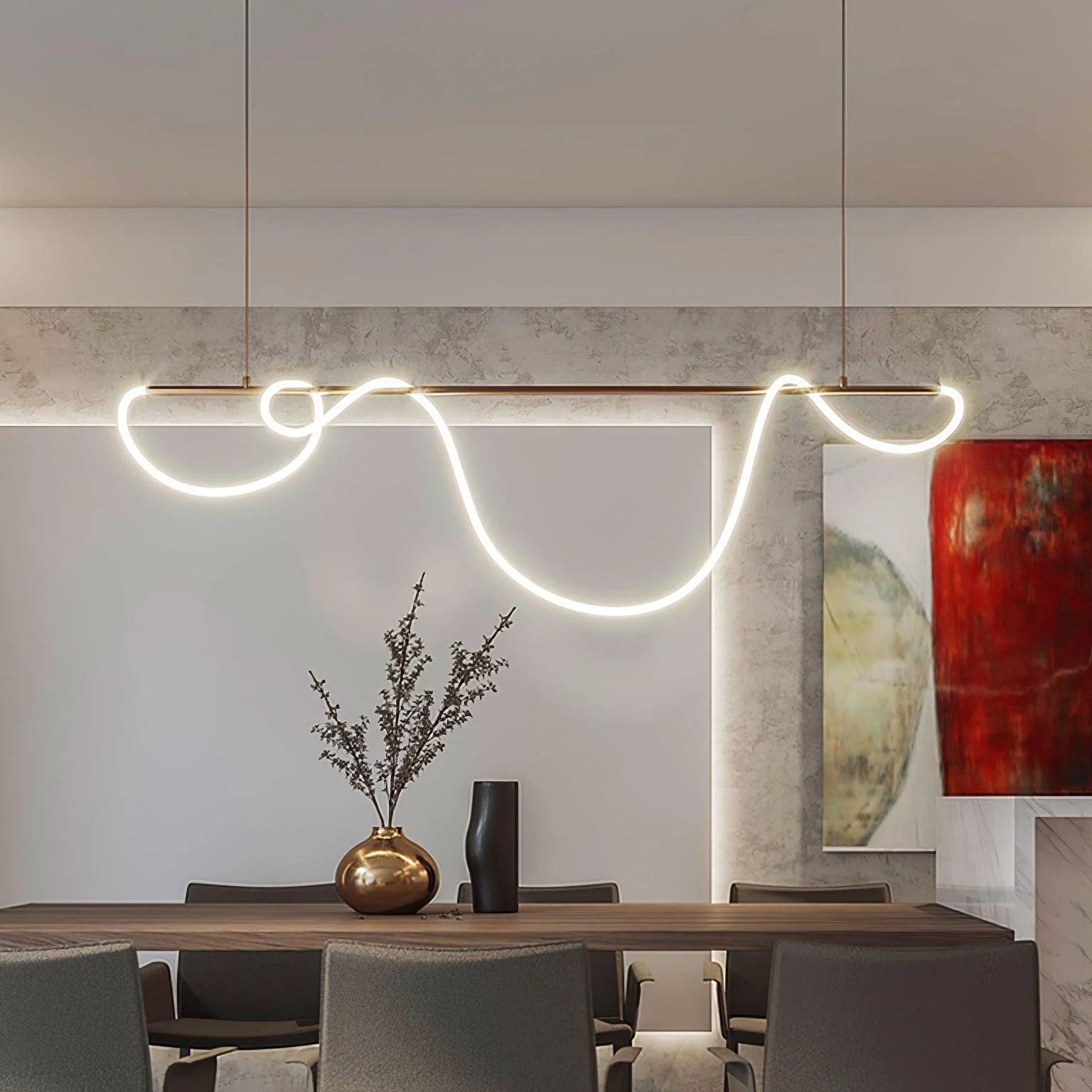 Lustra Chandelier Flexible Silicone Curve Modern Elegant - Image 50