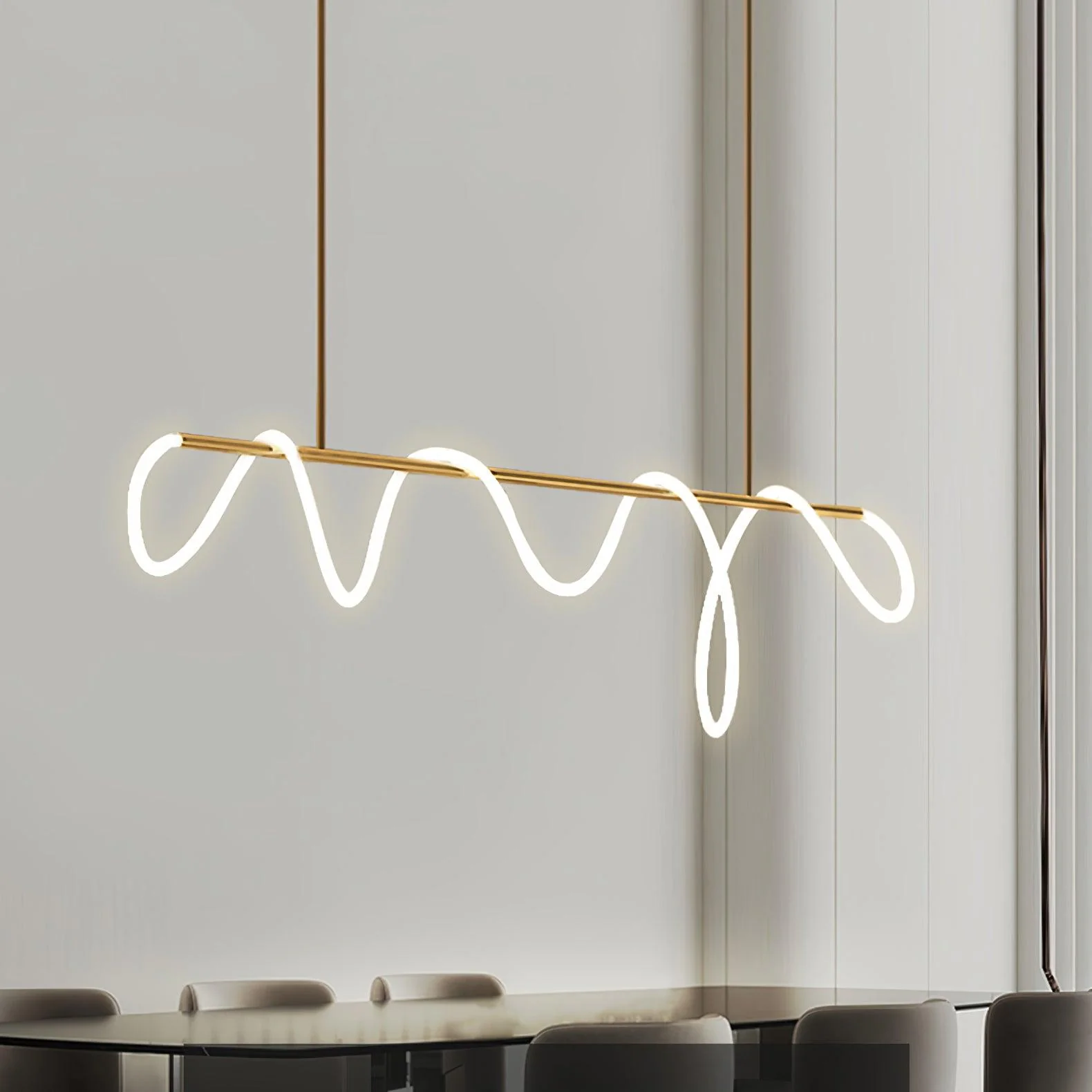 Lustra Chandelier Flexible Silicone Curve Modern Elegant - Image 51