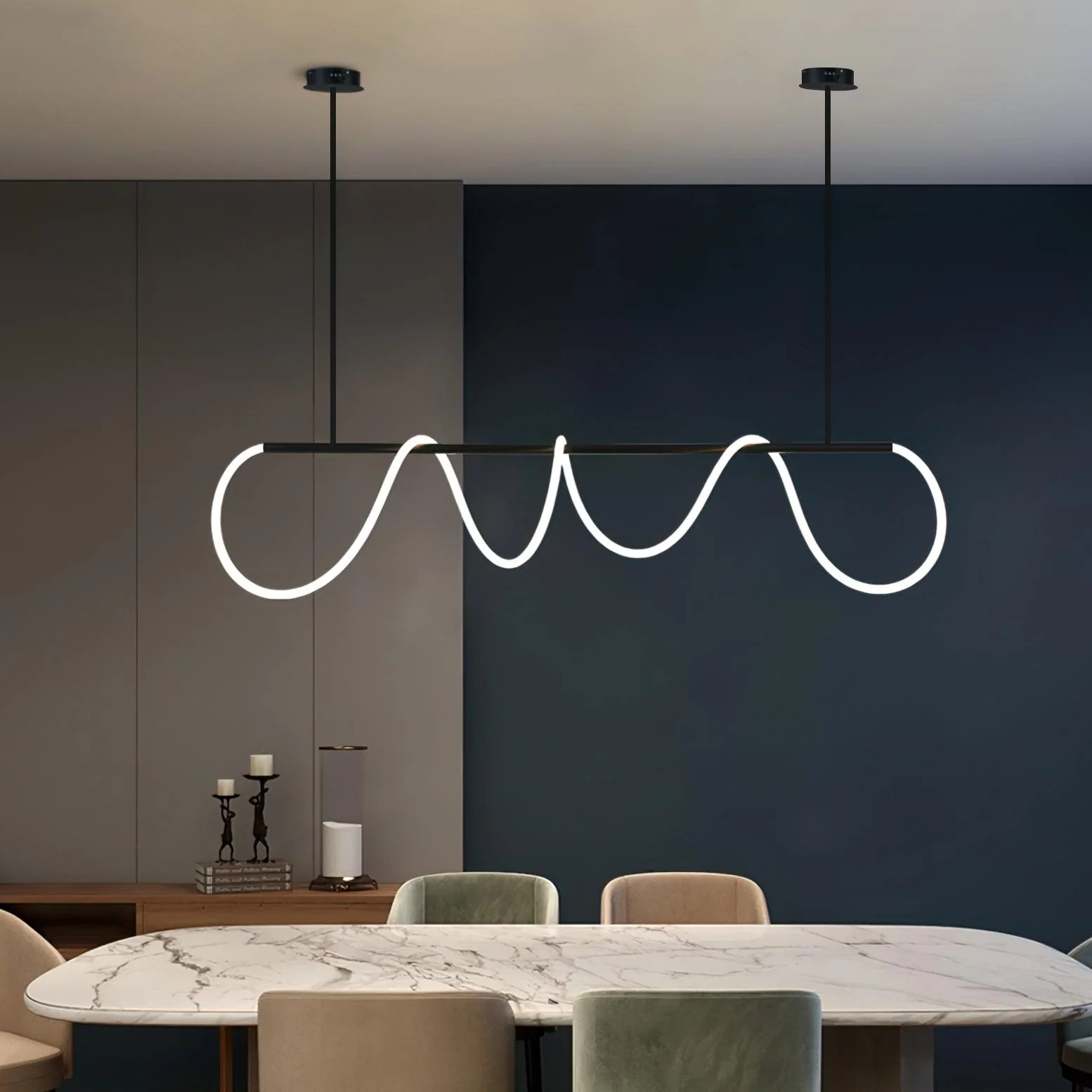 Lustra Chandelier Flexible Silicone Curve Modern Elegant - Image 56