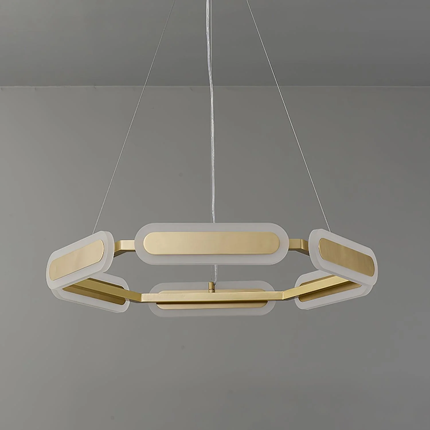 Lustra Chandelier Geometric Brass Ring - Image 14