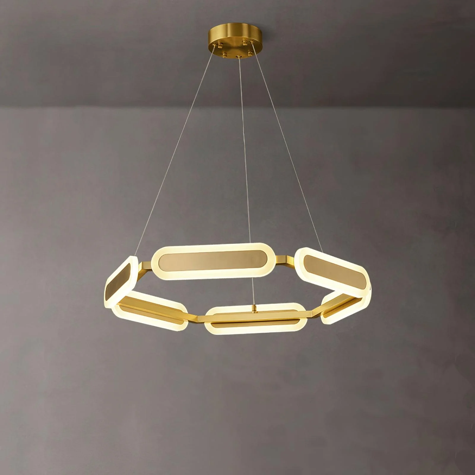 Lustra Chandelier Geometric Brass Ring - Image 16