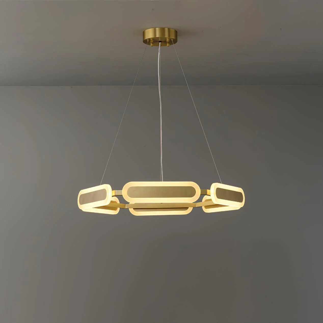 Lustra Chandelier Geometric Brass Ring - Image 17