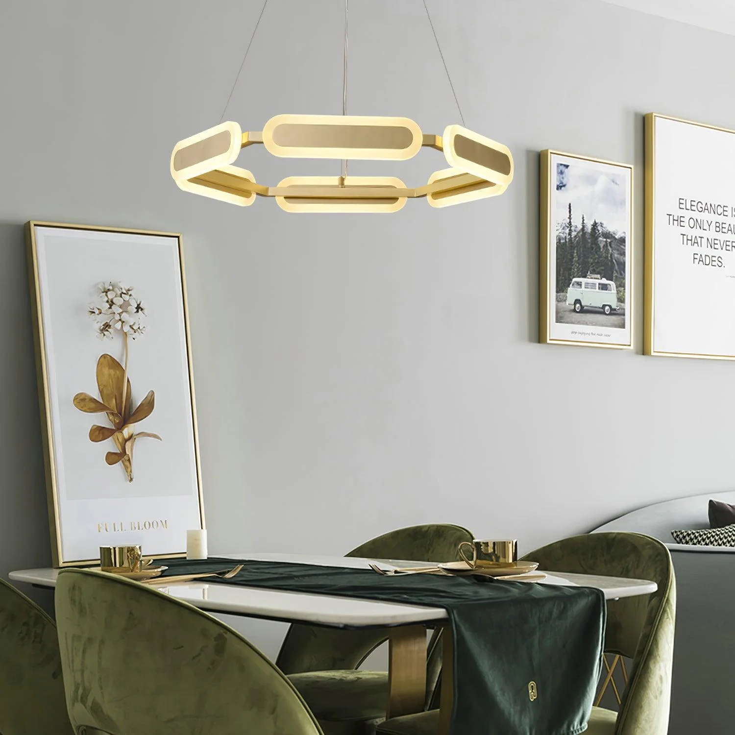 Lustra Chandelier Geometric Brass Ring - Image 18