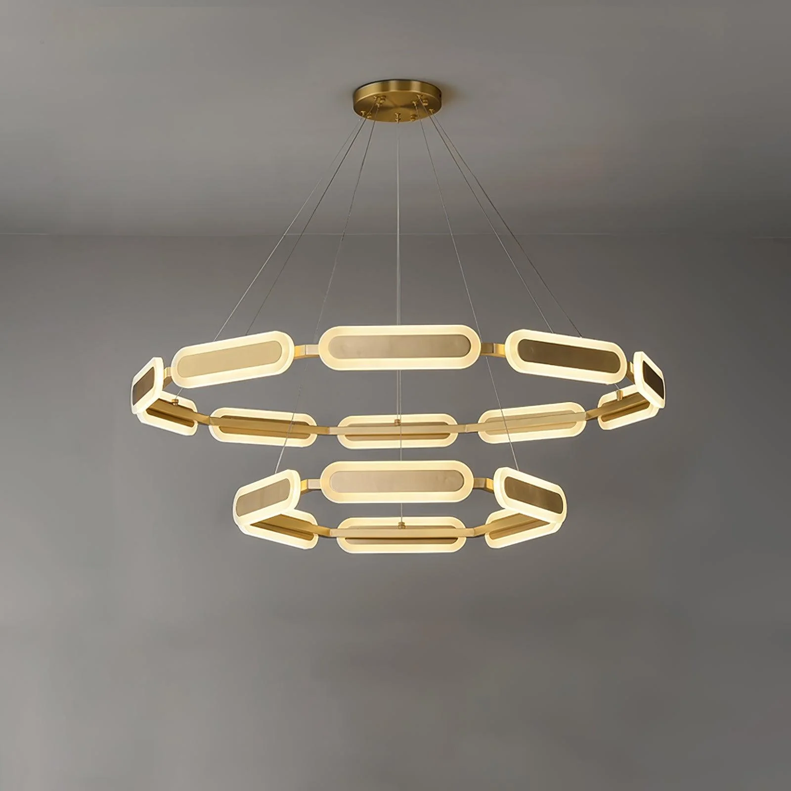 Lustra Chandelier Geometric Brass Ring - Image 24
