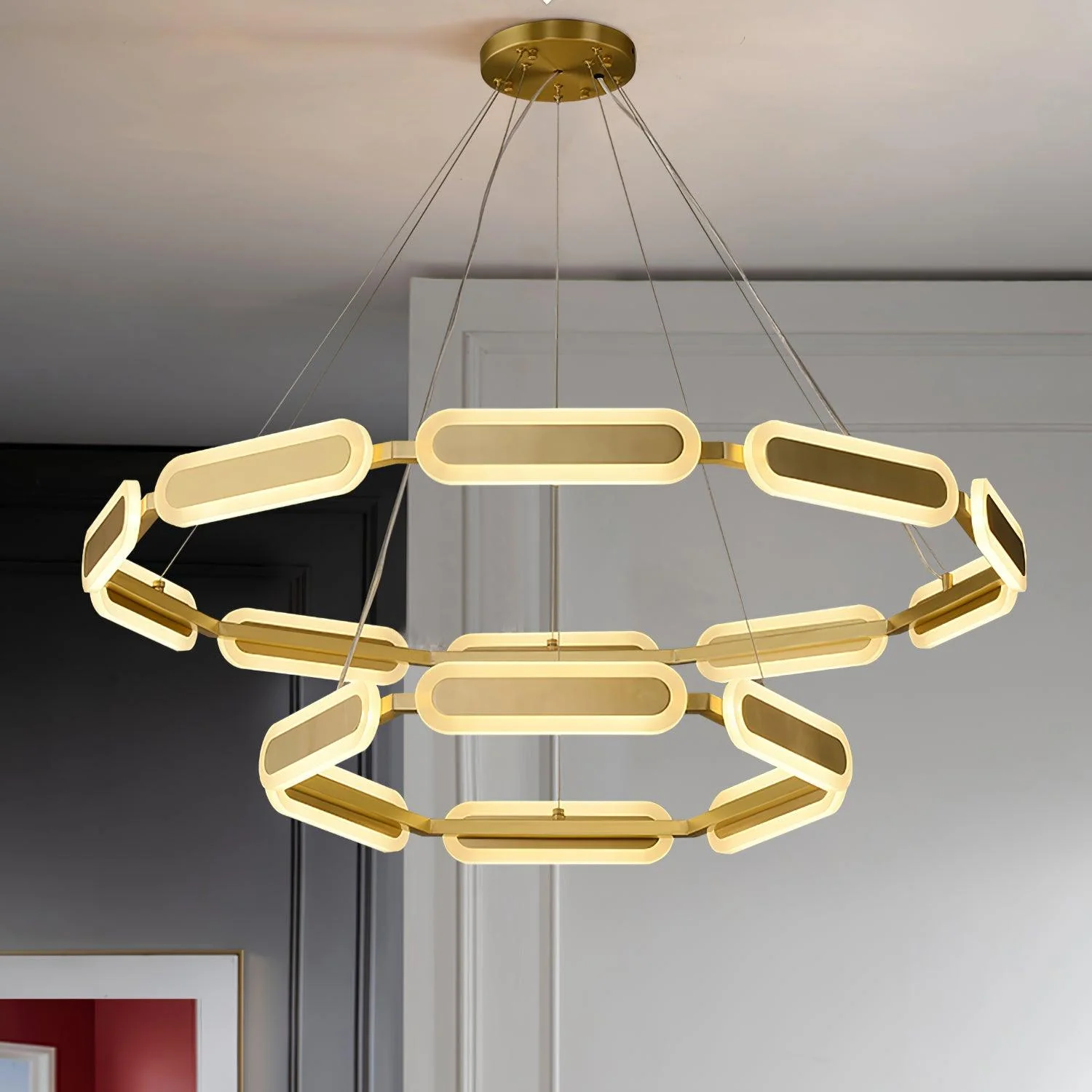 Lustra Chandelier Geometric Brass Ring - Image 30