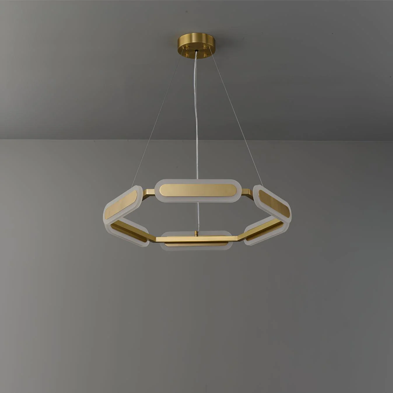 Lustra Chandelier Geometric Brass Ring - Image 32