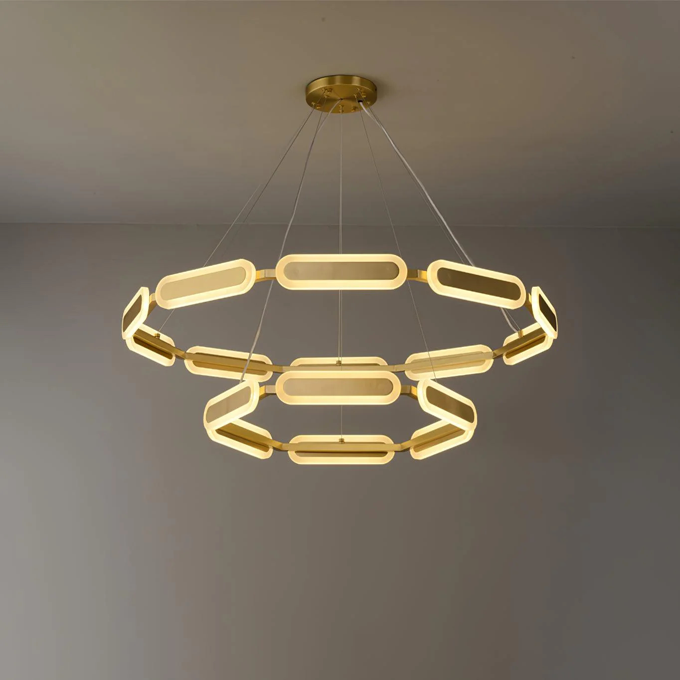 Lustra Chandelier Geometric Brass Ring - Image 37