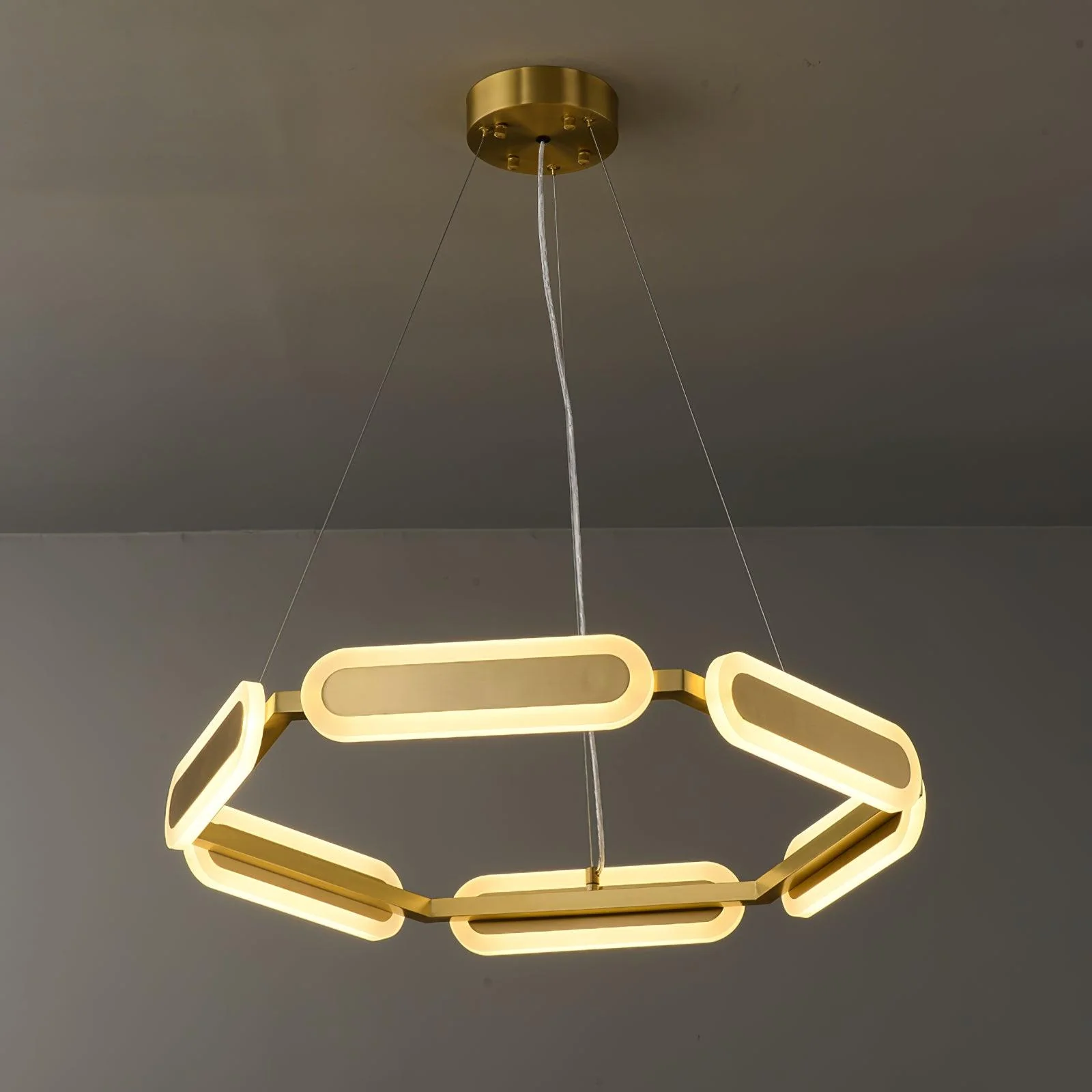 Lustra Chandelier Geometric Brass Ring - Image 5