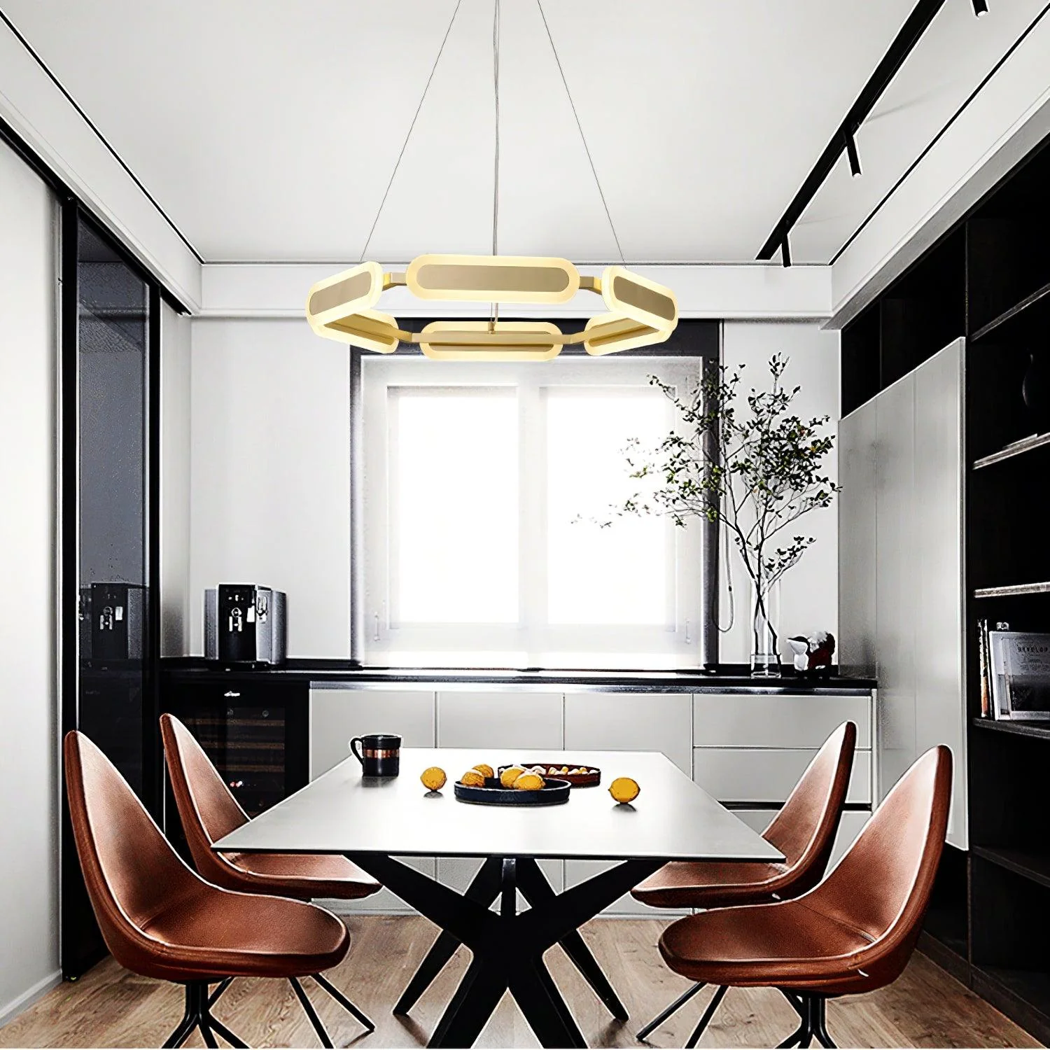 Lustra Chandelier Geometric Brass Ring - Image 6