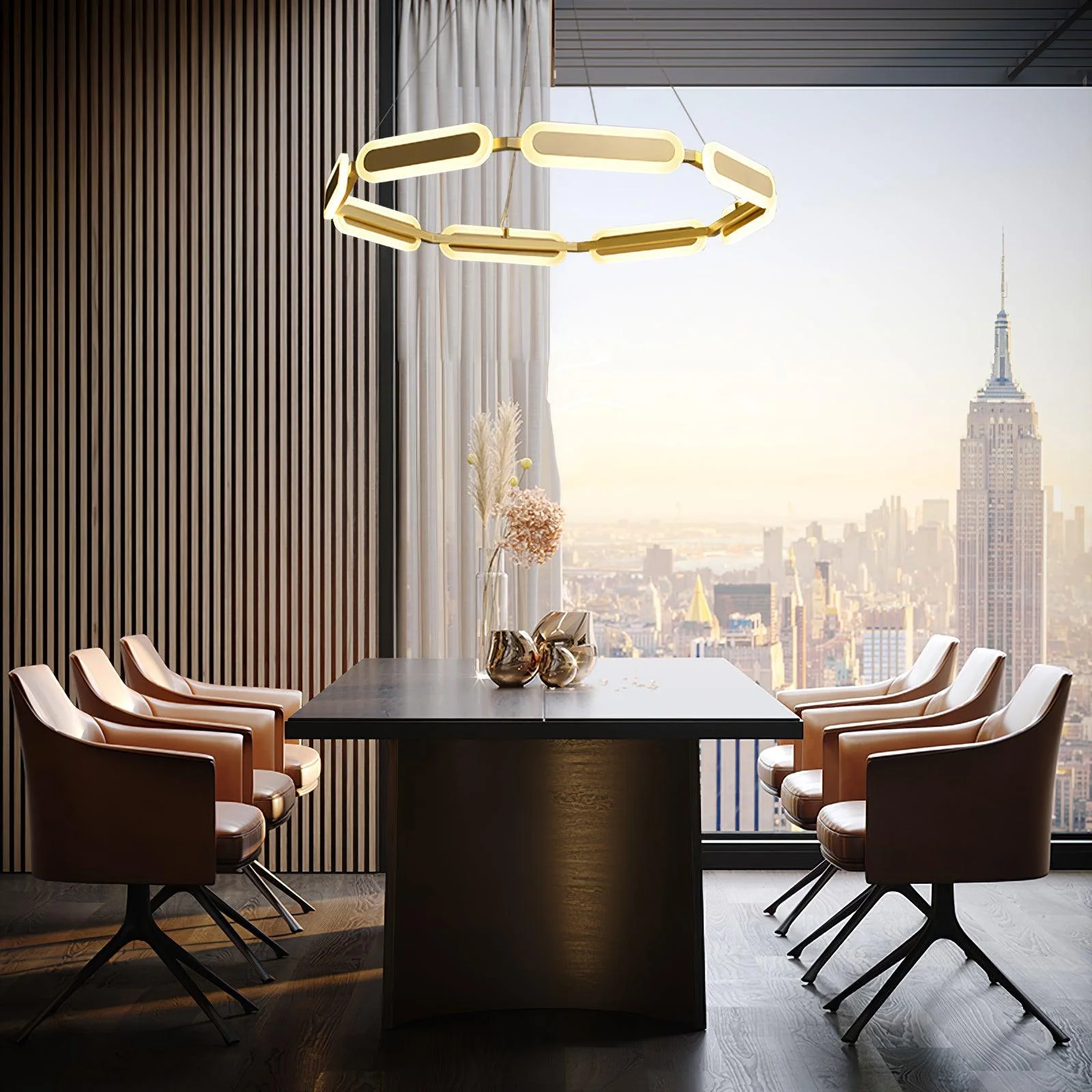 Lustra Chandelier Geometric Brass Ring - Image 8