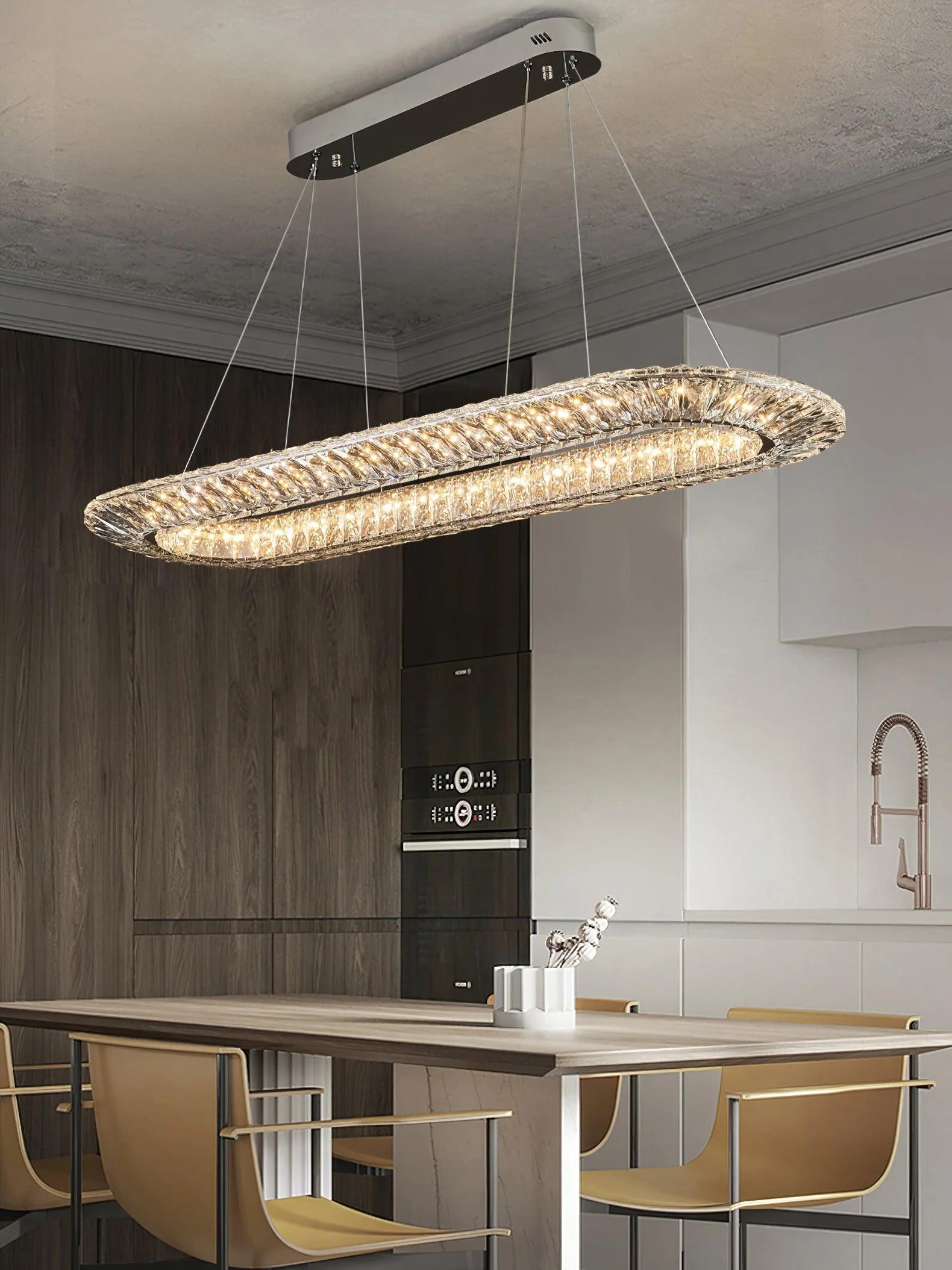 Lustra Chandelier Geometric Crystal LED Elegant - Image 21
