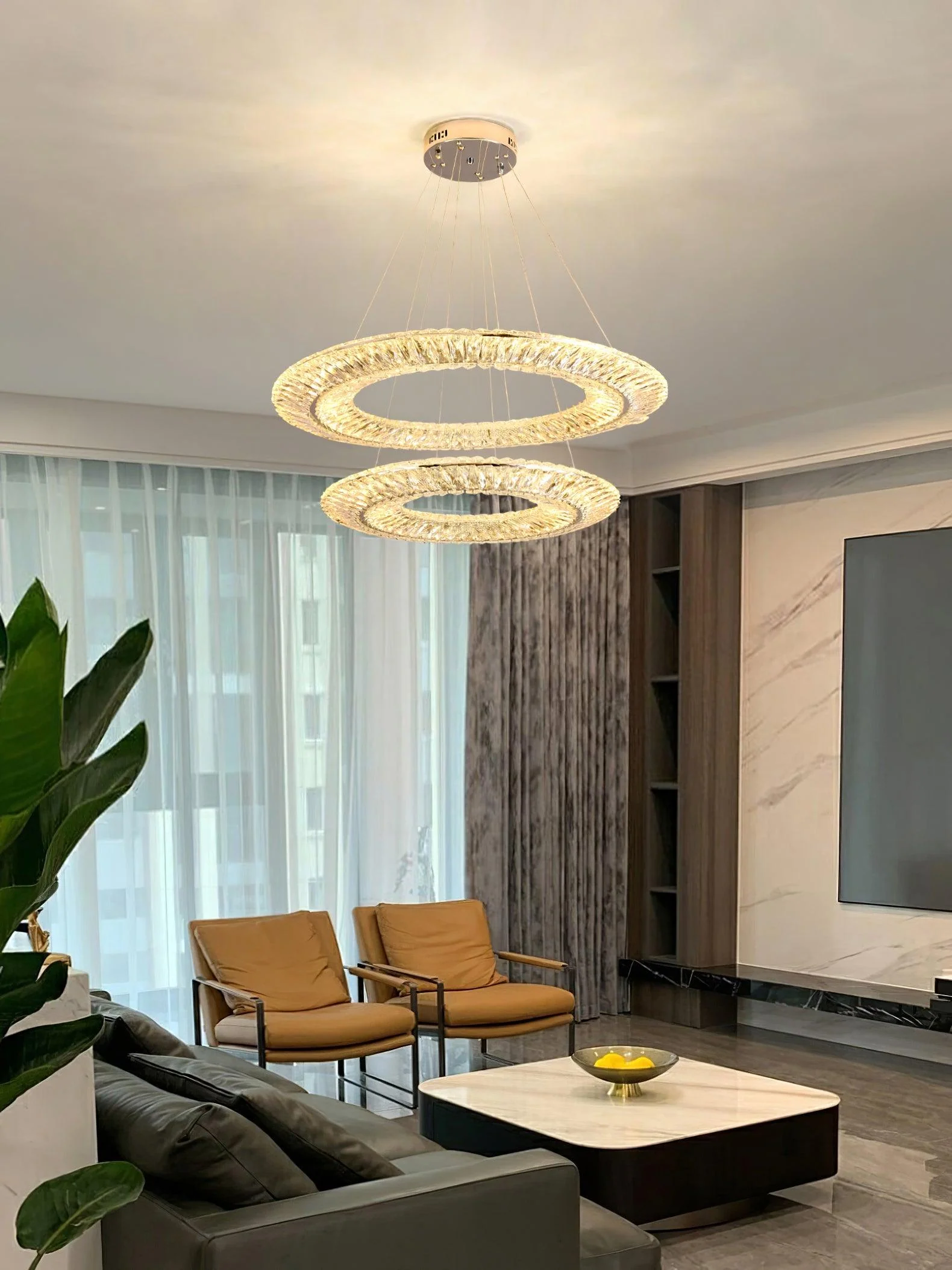 Lustra Chandelier Geometric Crystal LED Elegant - Image 27