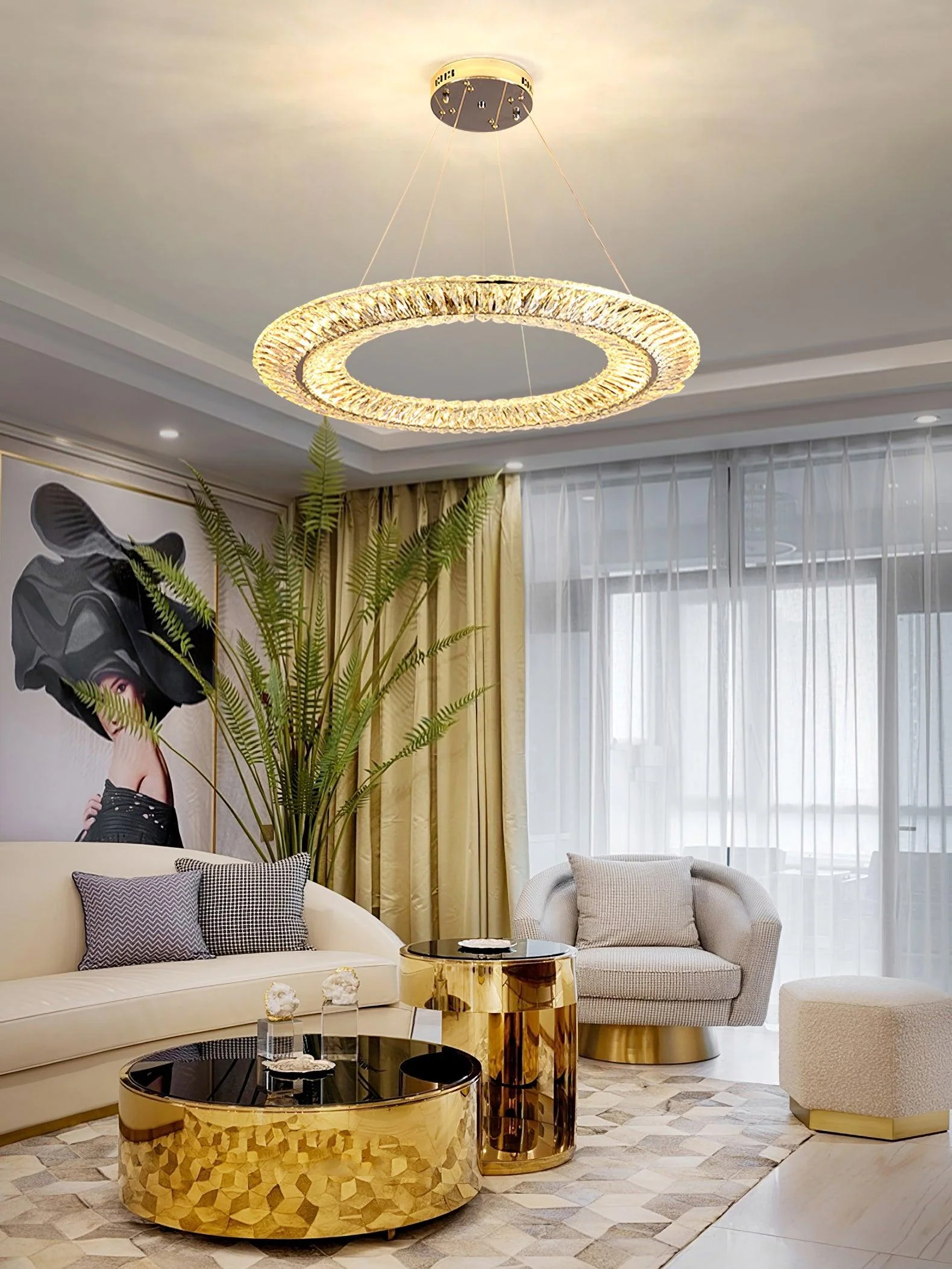 Lustra Chandelier Geometric Crystal LED Elegant - Image 28