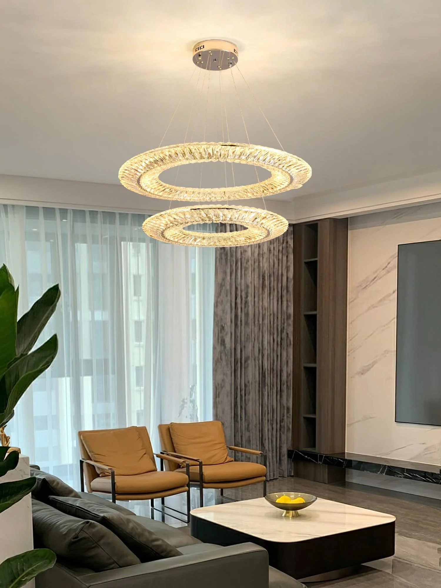 Lustra Chandelier Geometric Crystal LED Elegant - Image 31