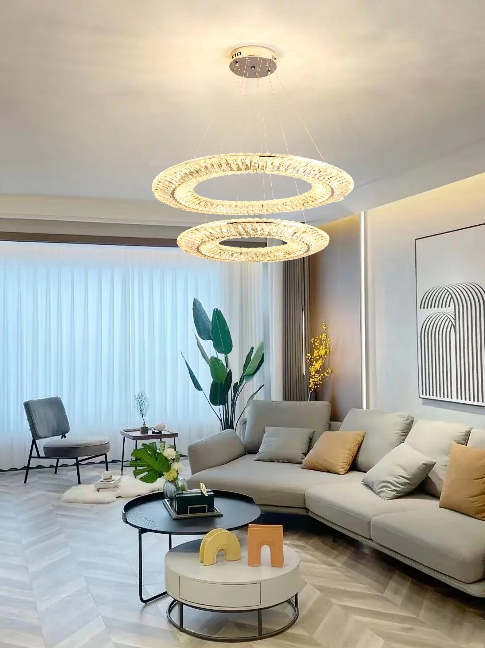 Lustra Chandelier Geometric Crystal LED Elegant - Image 32