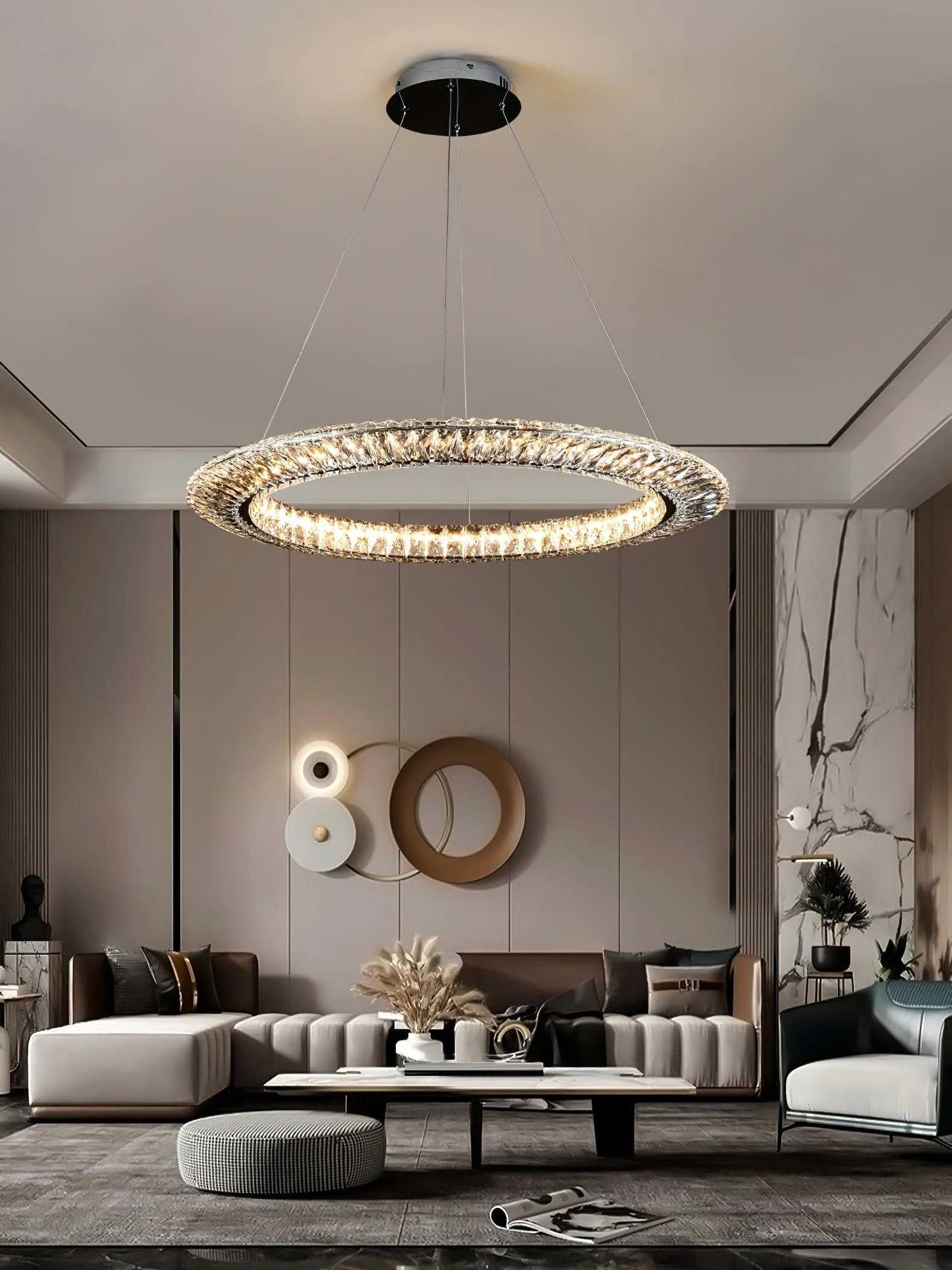 Lustra Chandelier Geometric Crystal LED Elegant - Image 34