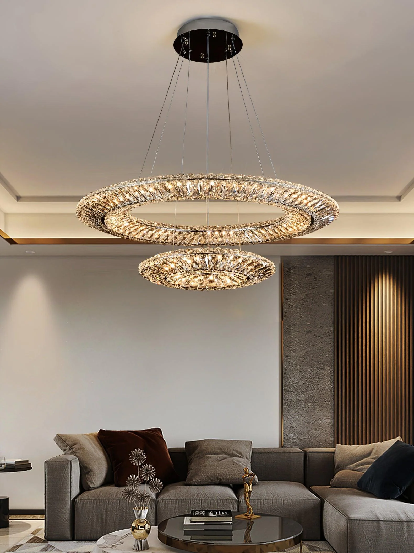 Lustra Chandelier Geometric Crystal LED Elegant - Image 35
