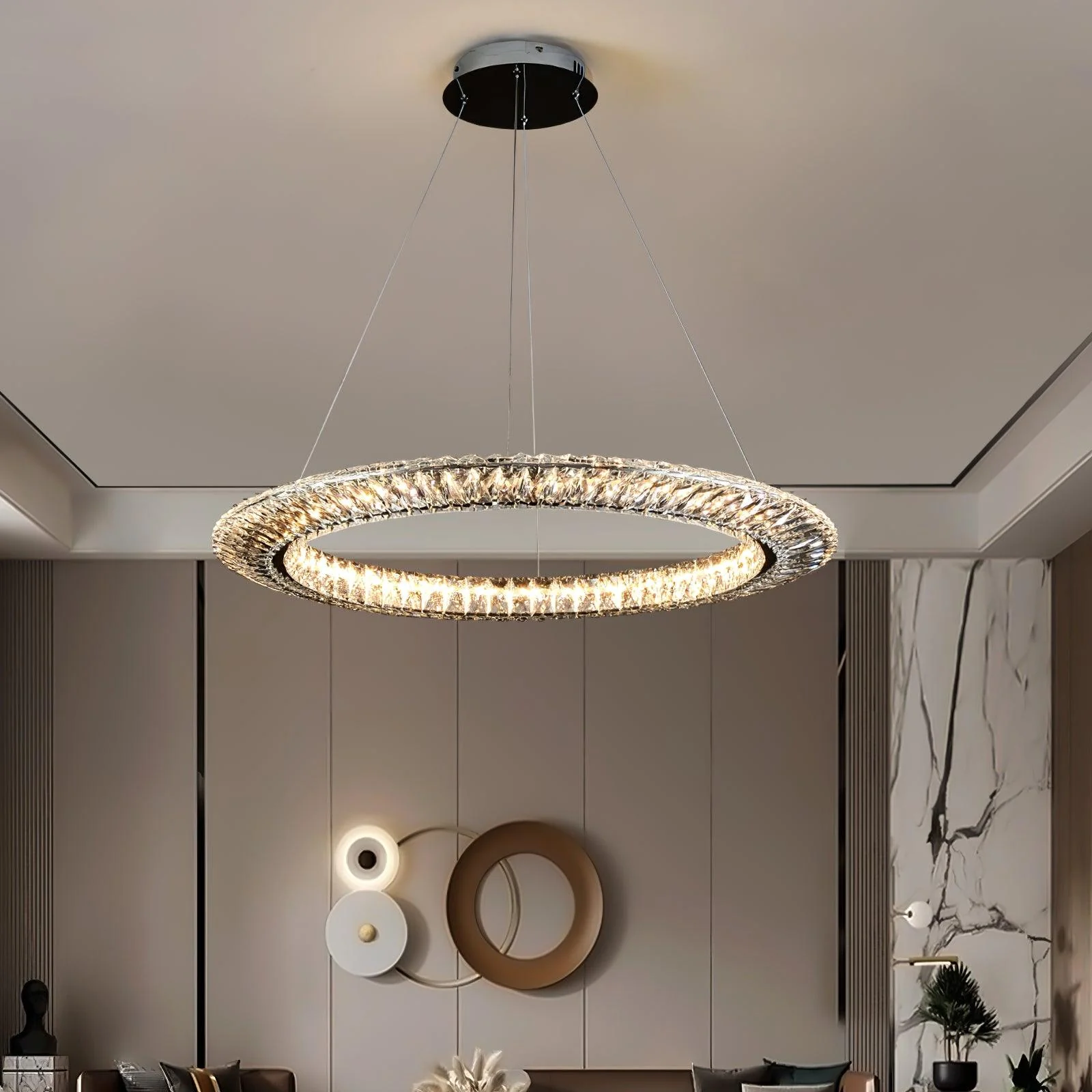 Lustra Chandelier Geometric Crystal LED Elegant - Image 4
