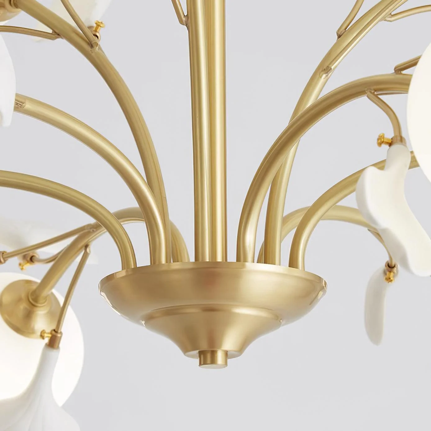 Lustra Chandelier Ginkgo Leaf Brass Ceramic Glass - Image 10