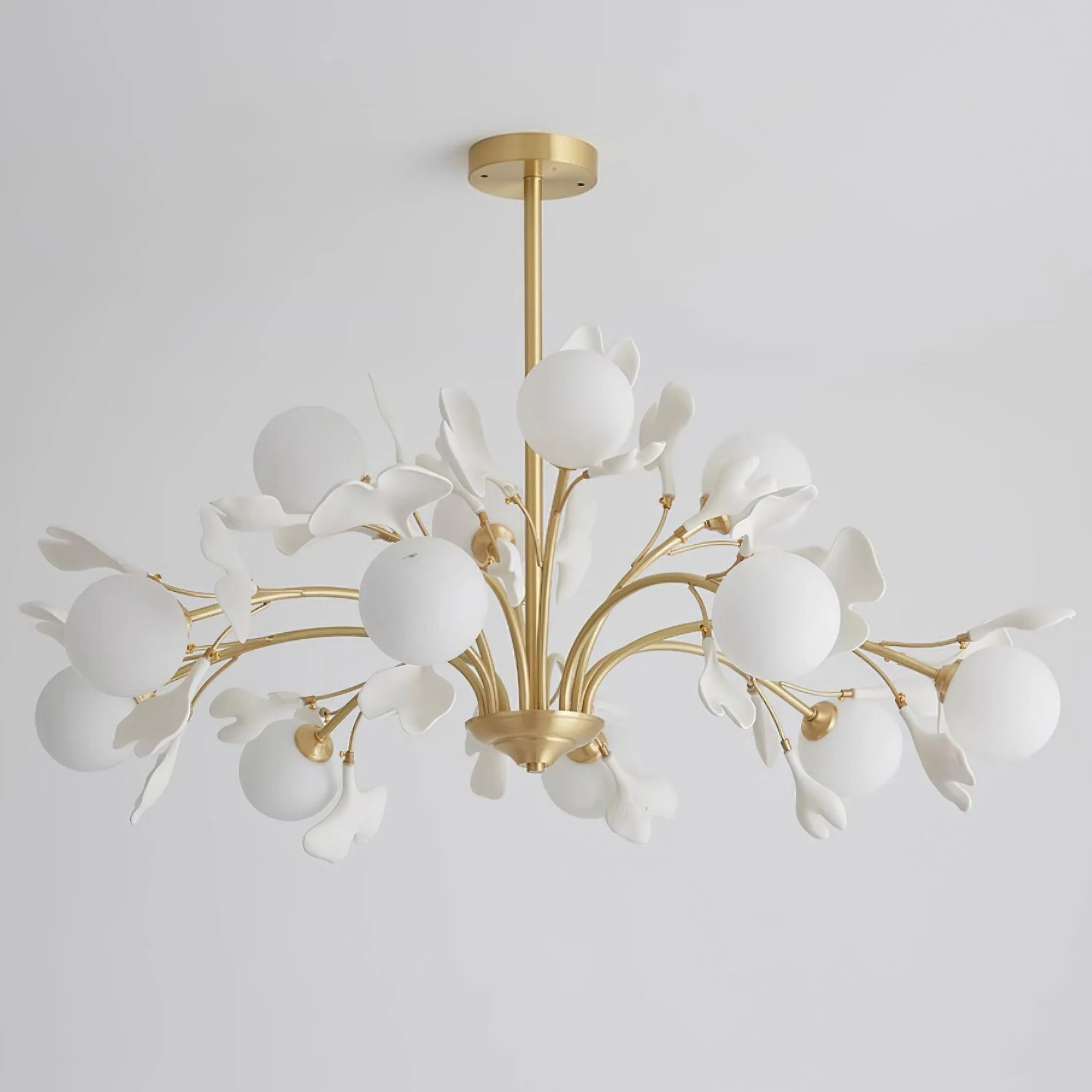 Lustra Chandelier Ginkgo Leaf Brass Ceramic Glass - Image 13
