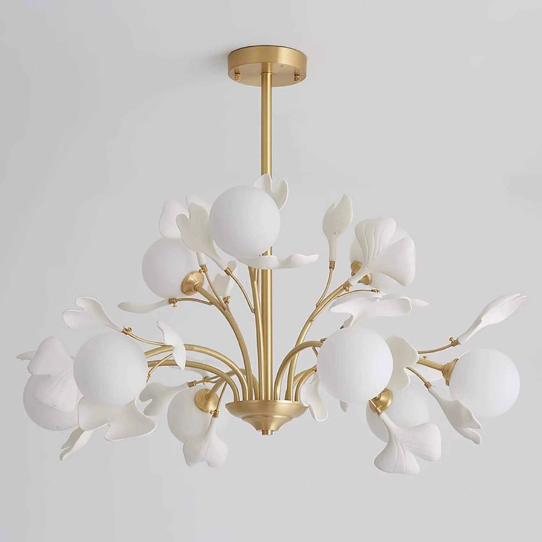 Lustra Chandelier Ginkgo Leaf Brass Ceramic Glass - Image 15