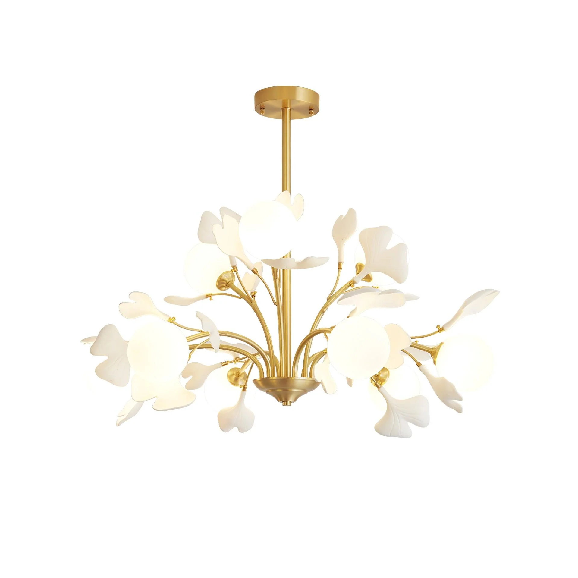 Lustra Chandelier Ginkgo Leaf Brass Ceramic Glass - Image 20