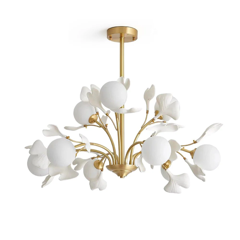 Lustra Chandelier Ginkgo Leaf Brass Ceramic Glass - Image 21