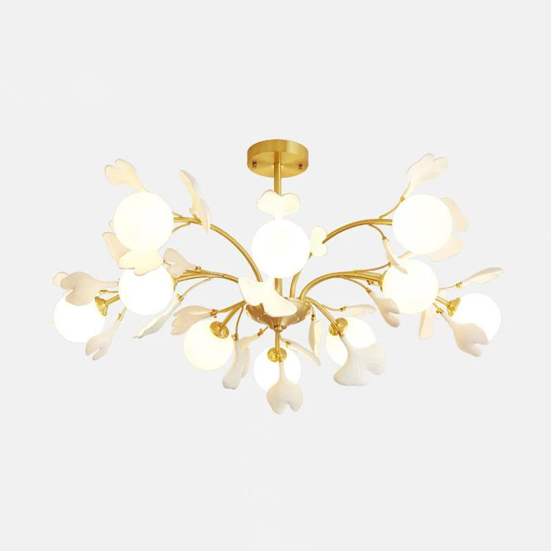 Lustra Chandelier Ginkgo Leaf Brass Ceramic Glass - Image 24