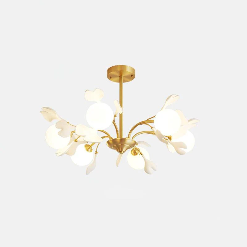 Lustra Chandelier Ginkgo Leaf Brass Ceramic Glass - Image 26