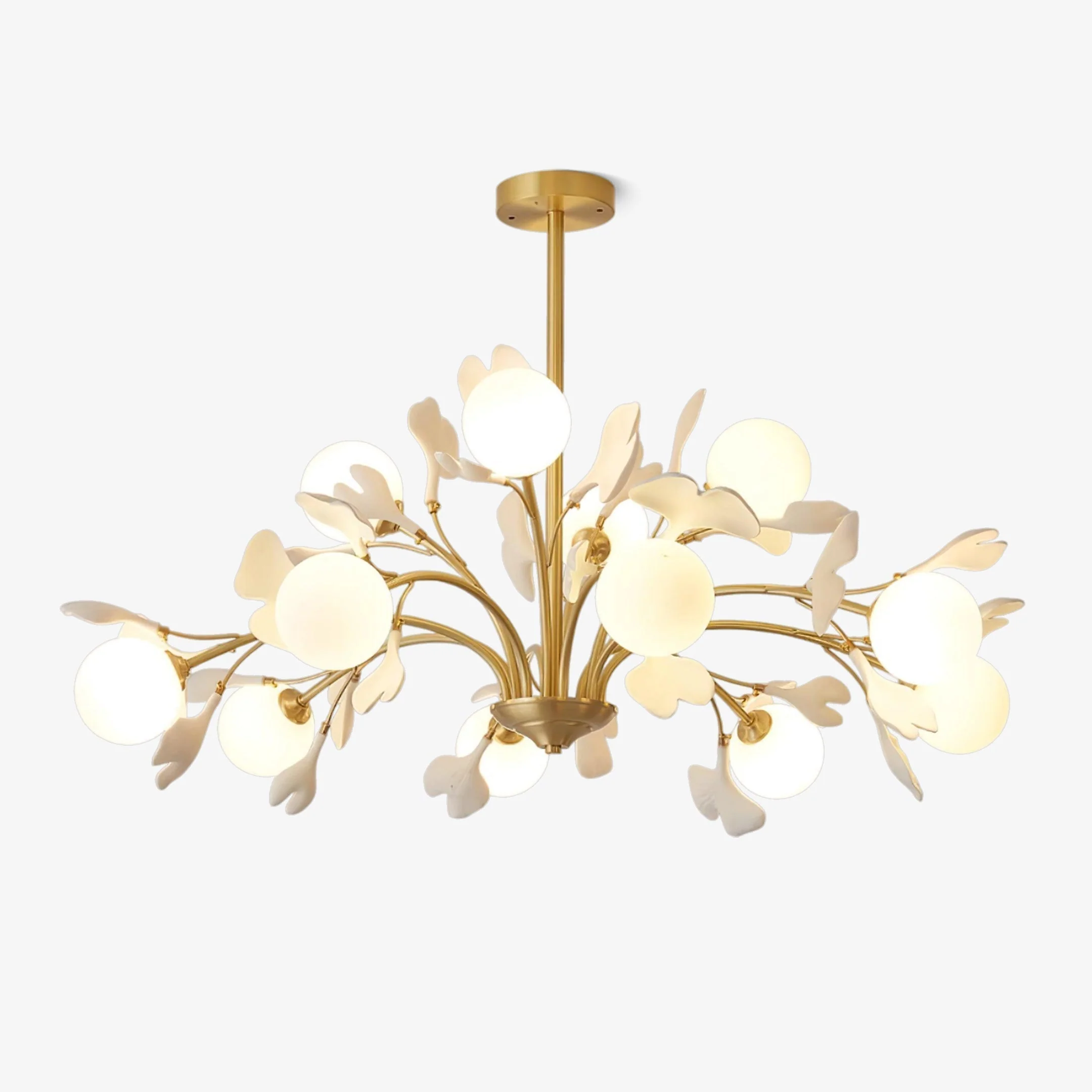 Lustra Chandelier Ginkgo Leaf Brass Ceramic Glass - Image 30