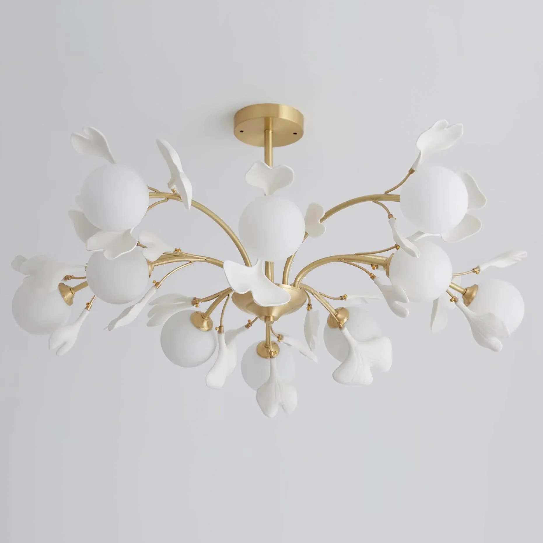 Lustra Chandelier Ginkgo Leaf Brass Ceramic Glass - Image 34
