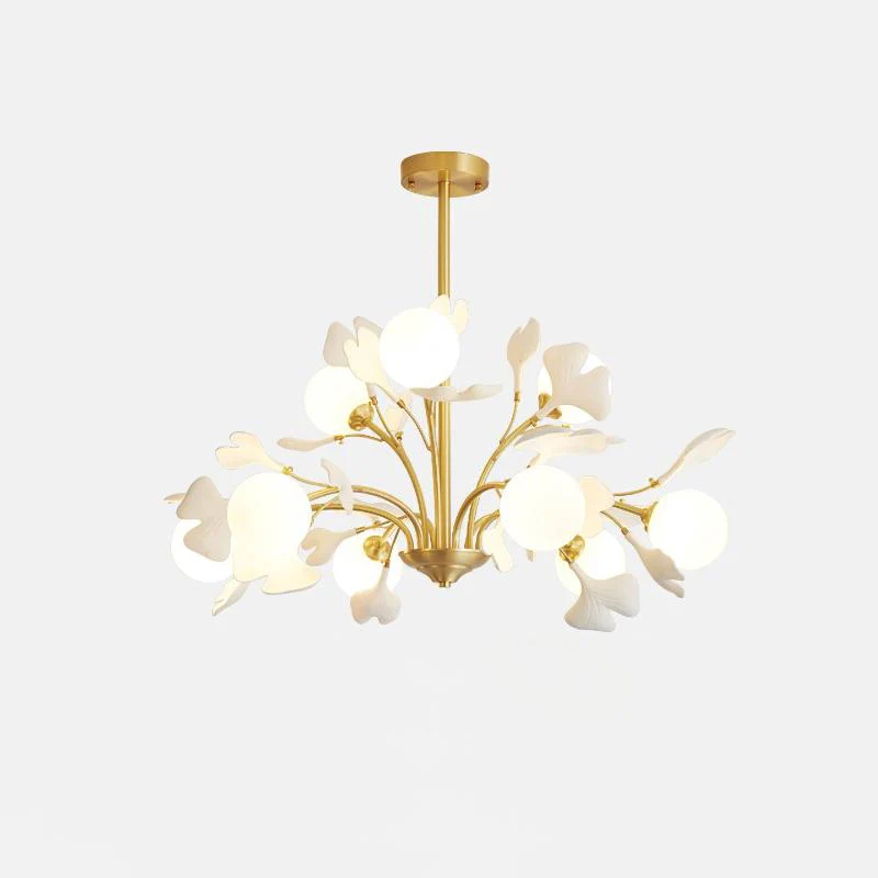Lustra Chandelier Ginkgo Leaf Brass Ceramic Glass - Image 37