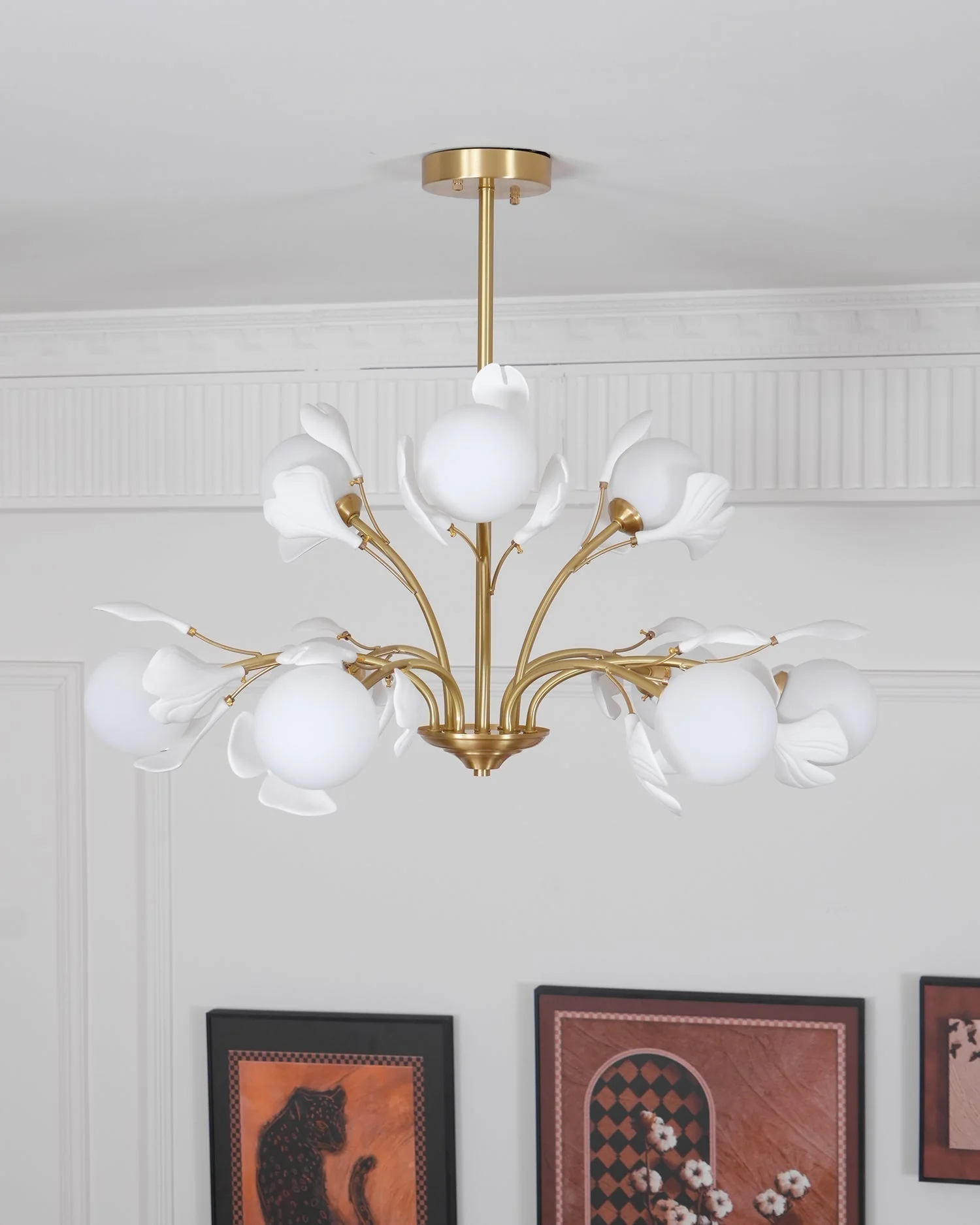 Lustra Chandelier Ginkgo Leaf Brass Ceramic Glass - Image 41
