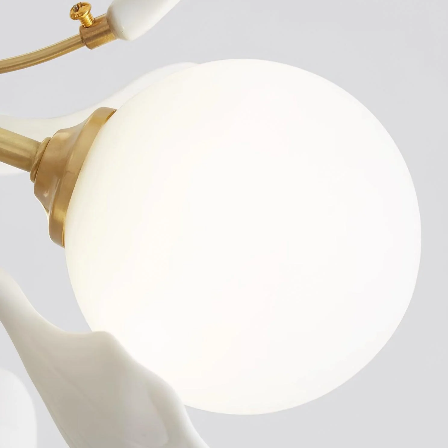 Lustra Chandelier Ginkgo Leaf Brass Ceramic Glass - Image 6