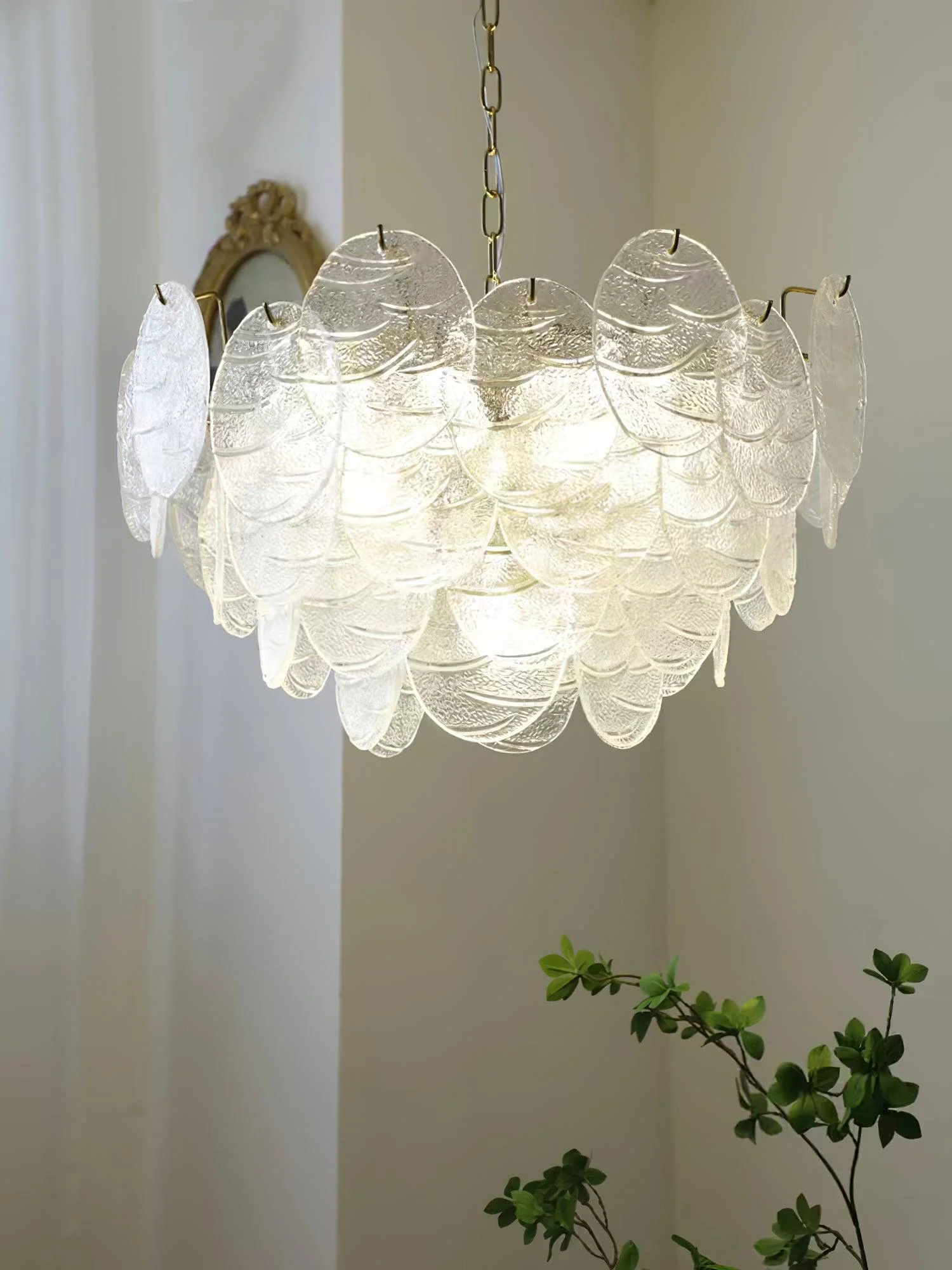 Lustra Chandelier Glass Disc Gold - Image 10
