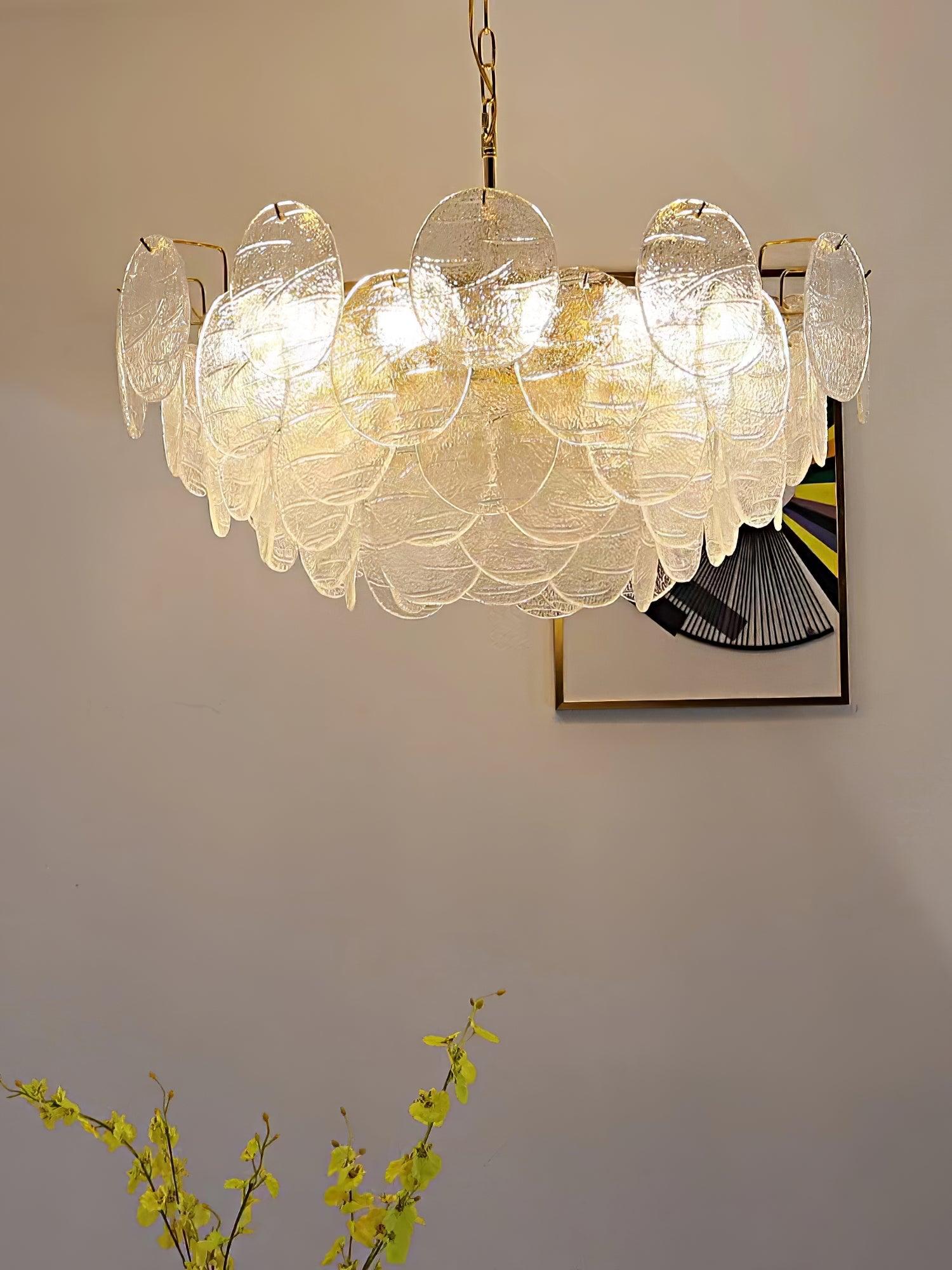 Lustra Chandelier Glass Disc Gold - Image 8