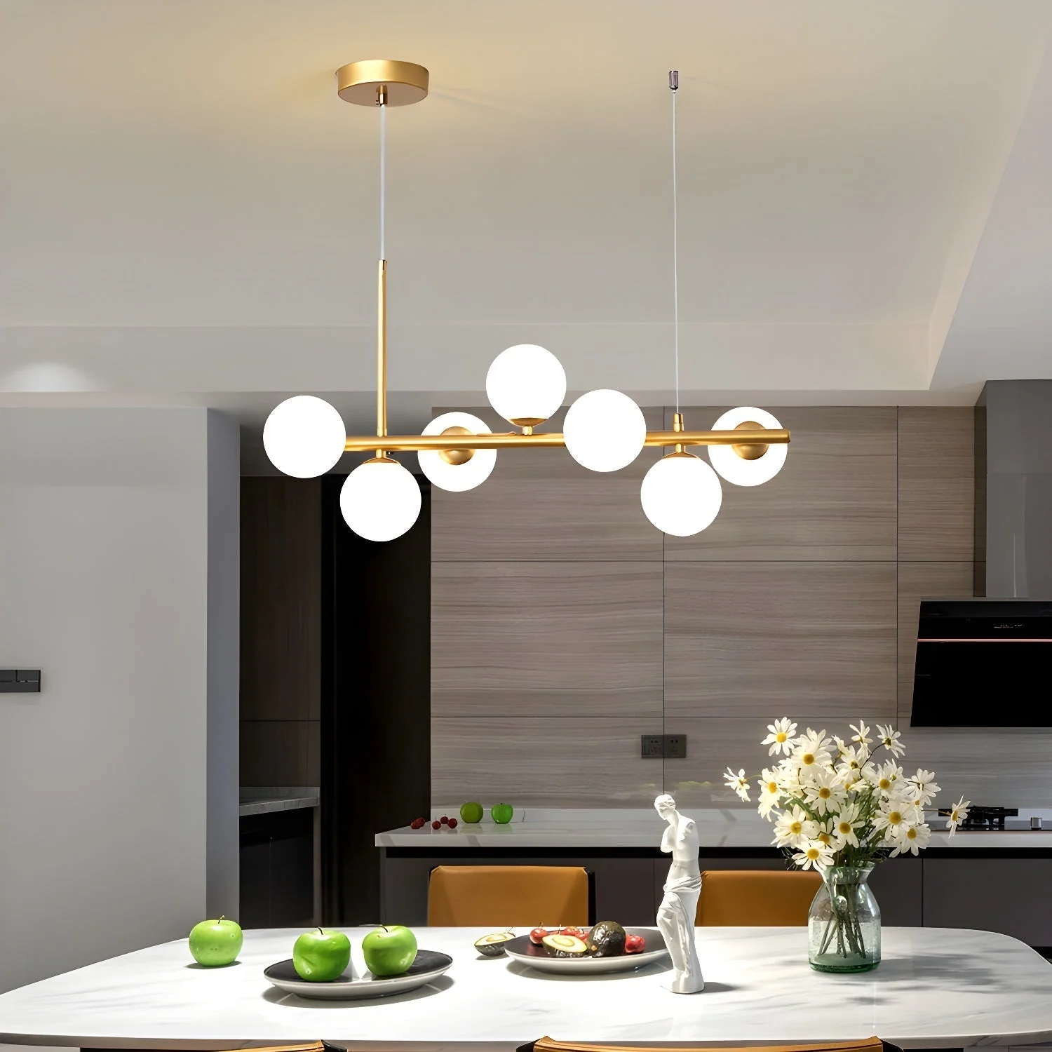 Lustra Chandelier Glass Globe Gold 12-Light - Image 40