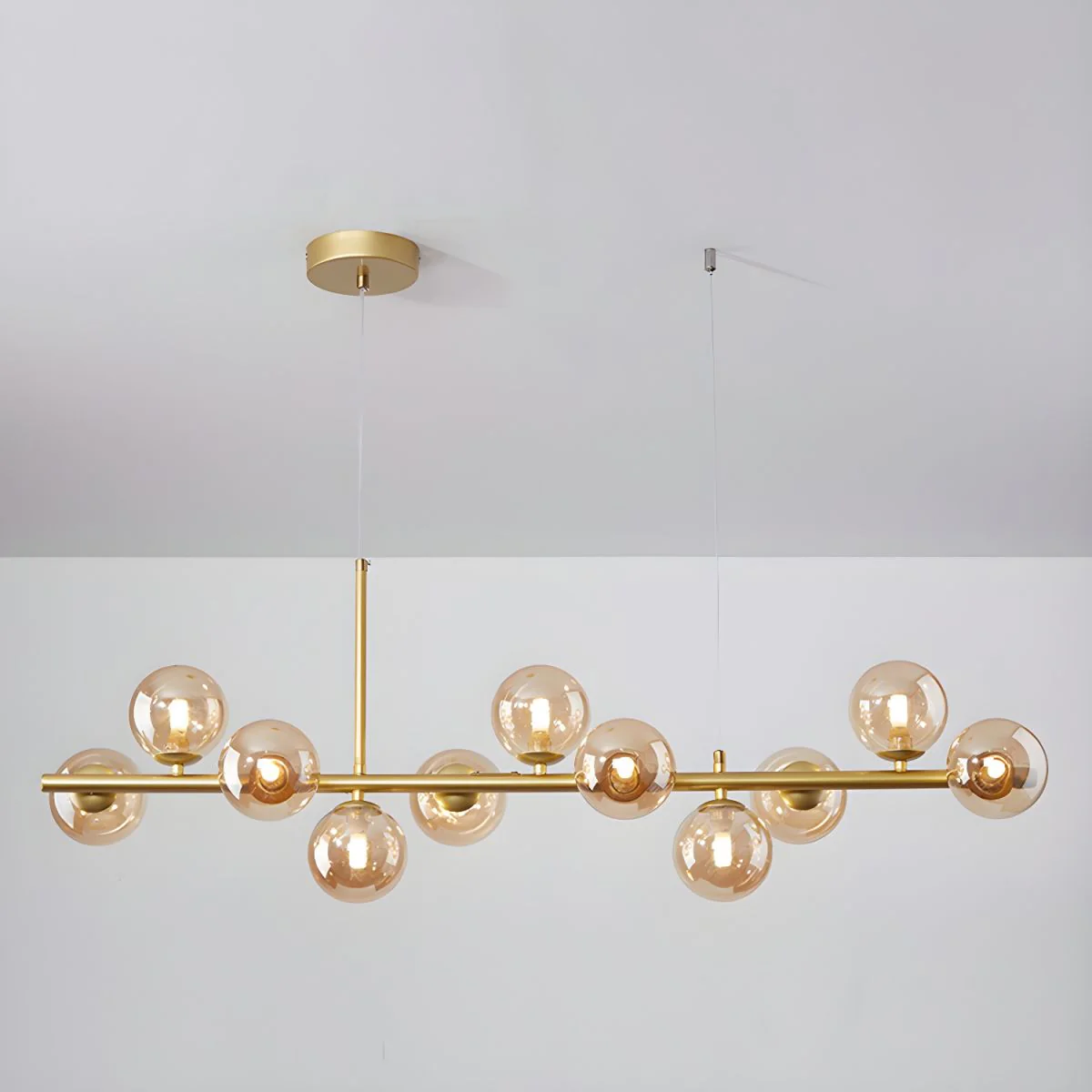 Lustra Chandelier Glass Globe Gold 12-Light - Image 53