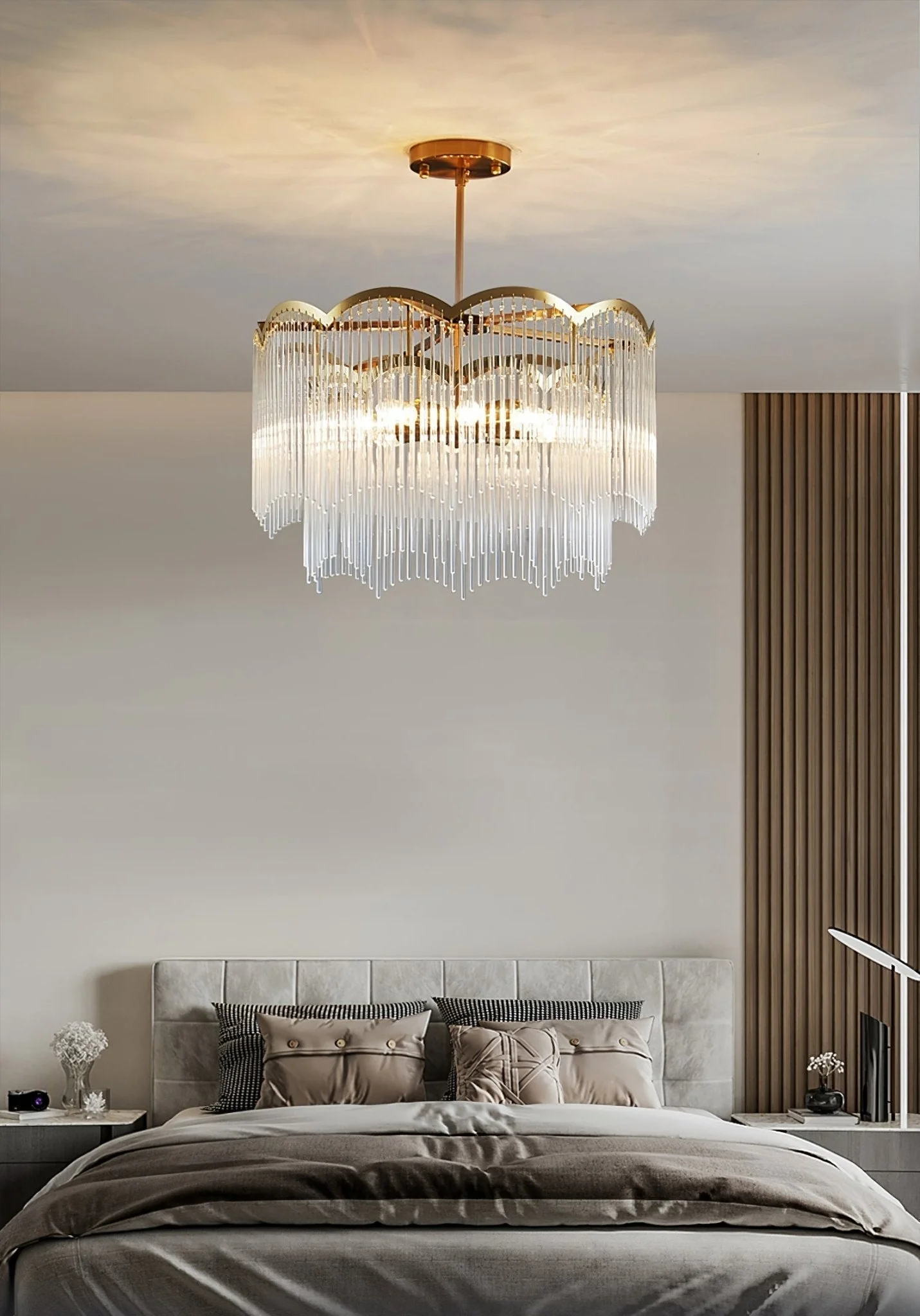 Lustra Chandelier Glass Rod Wave Shape - Image 24