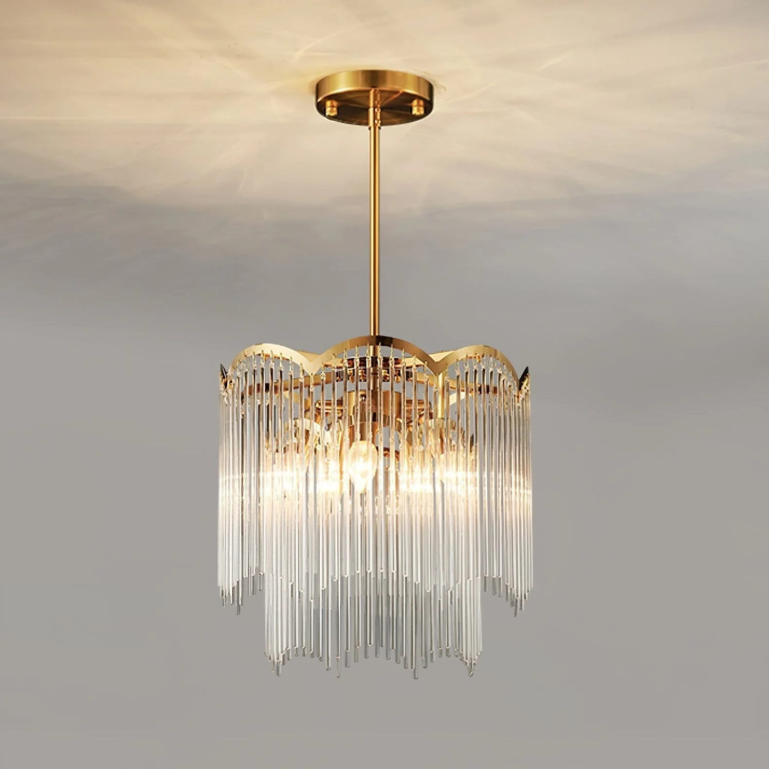 Lustra Chandelier Glass Rod Wave Shape - Image 26